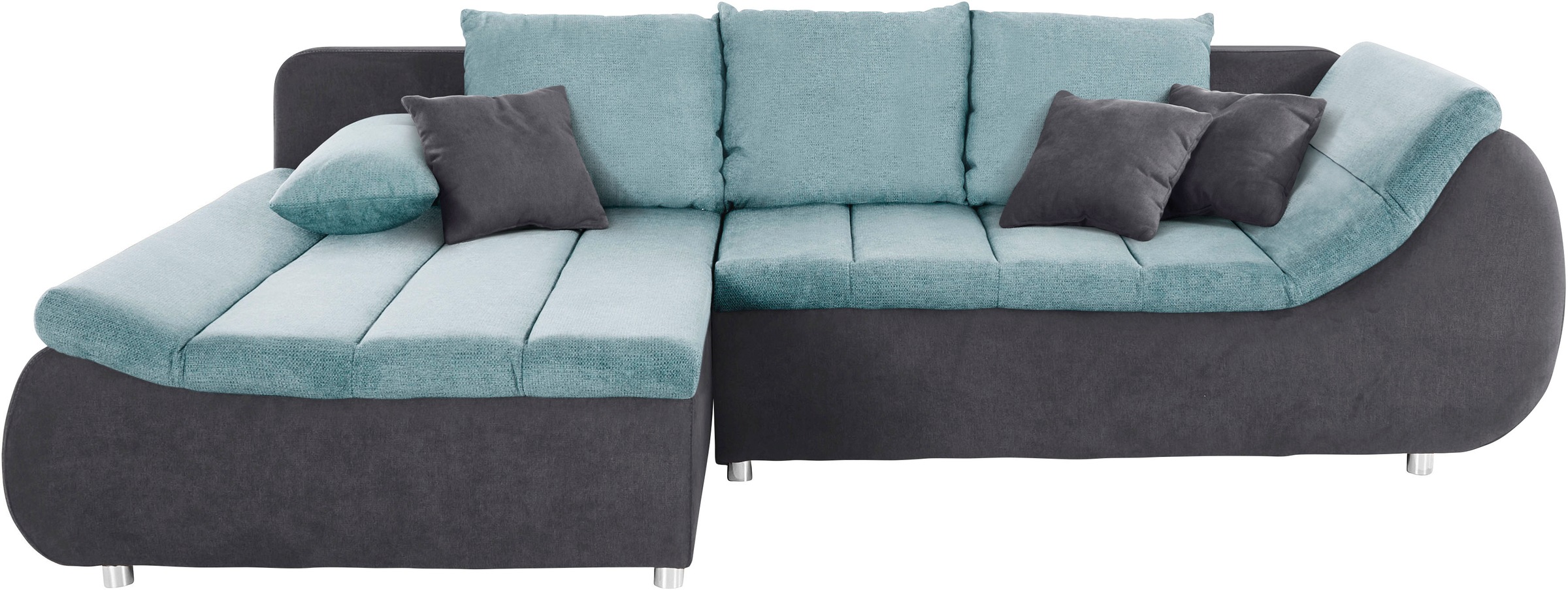 INOSIGN Ecksofa »Imola, elegant und modern, aktuelle Steppung im Sitz, bequem, L-Form«, frei im Raum stellbar, wahlweise mit Bettfunktion und Bettkasten