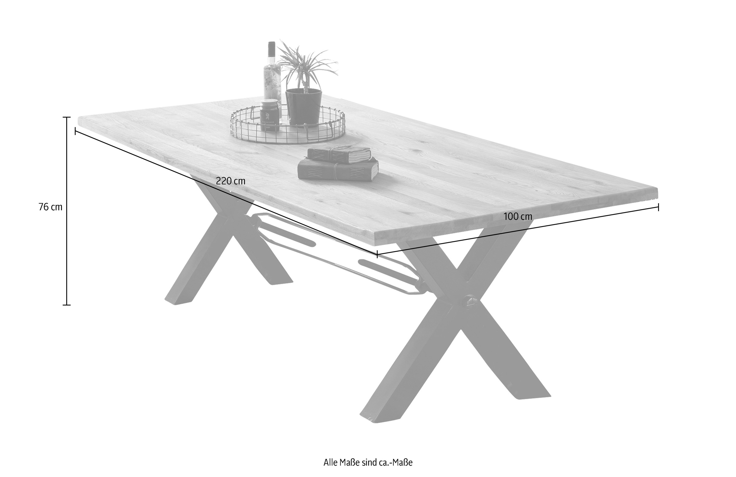 SIT Esstisch, X-Gestell im industriellen Antiklook