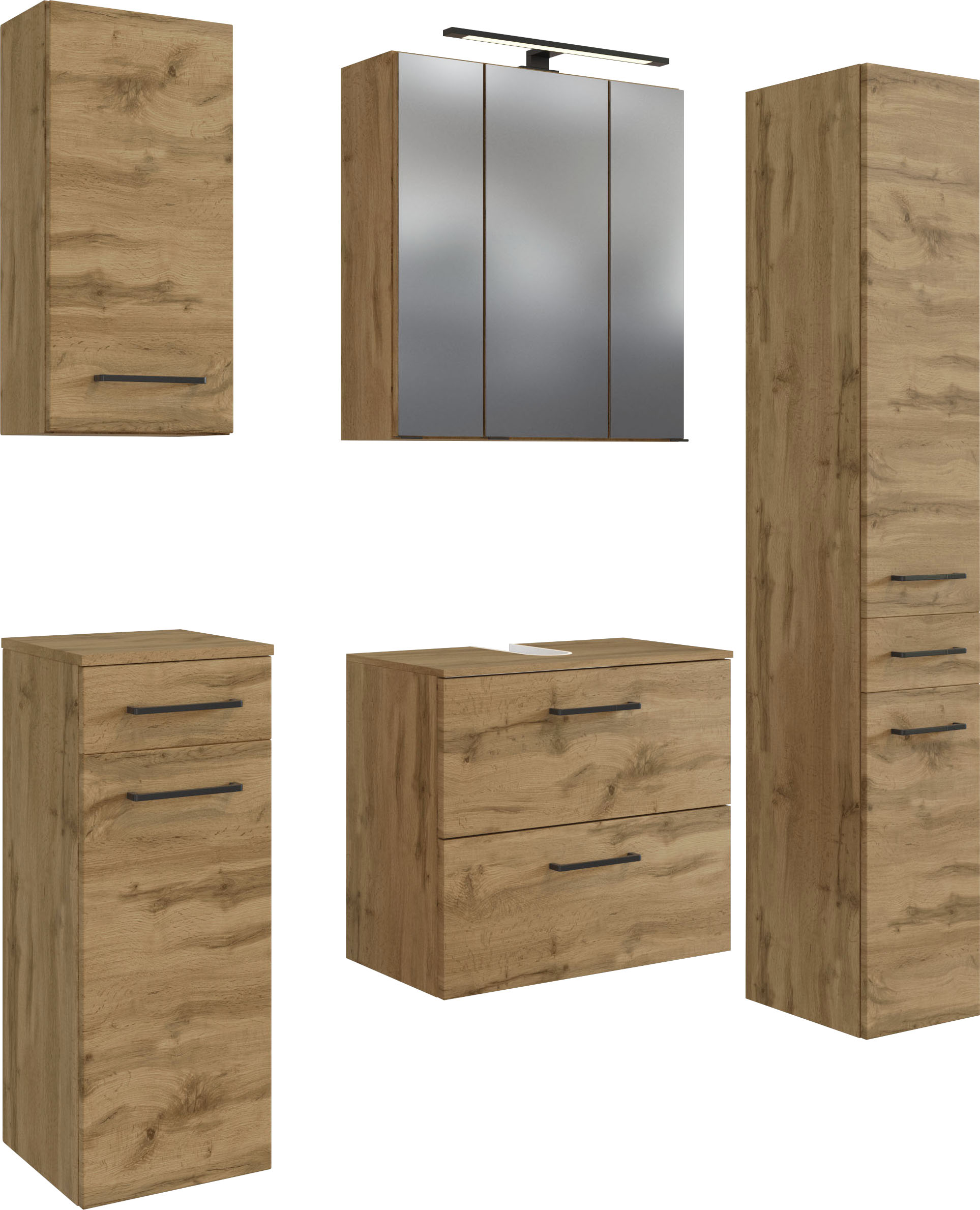 Welltime Badmöbel-Set »Chicago« Spiegelschrank in braun, Größe B/H/T: 120 cm cm x 200 cm cm x 35 cm cm