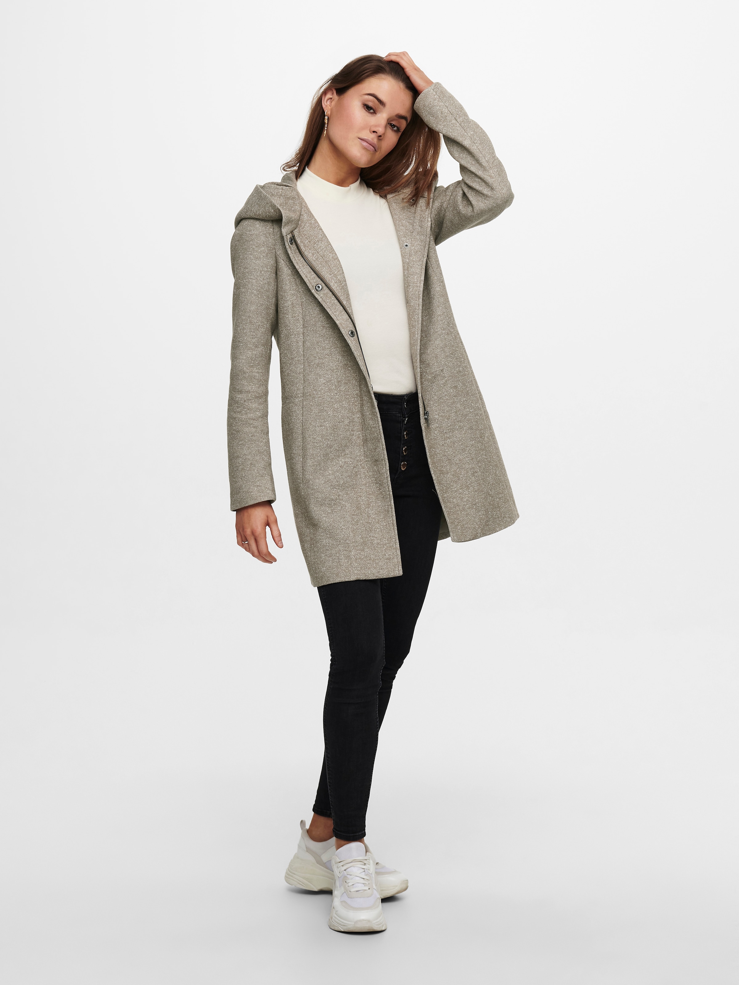 ONLY Langjacke »ONLSEDONA LIGHT COAT OTW NOOS« mit Kapuze Materialmix