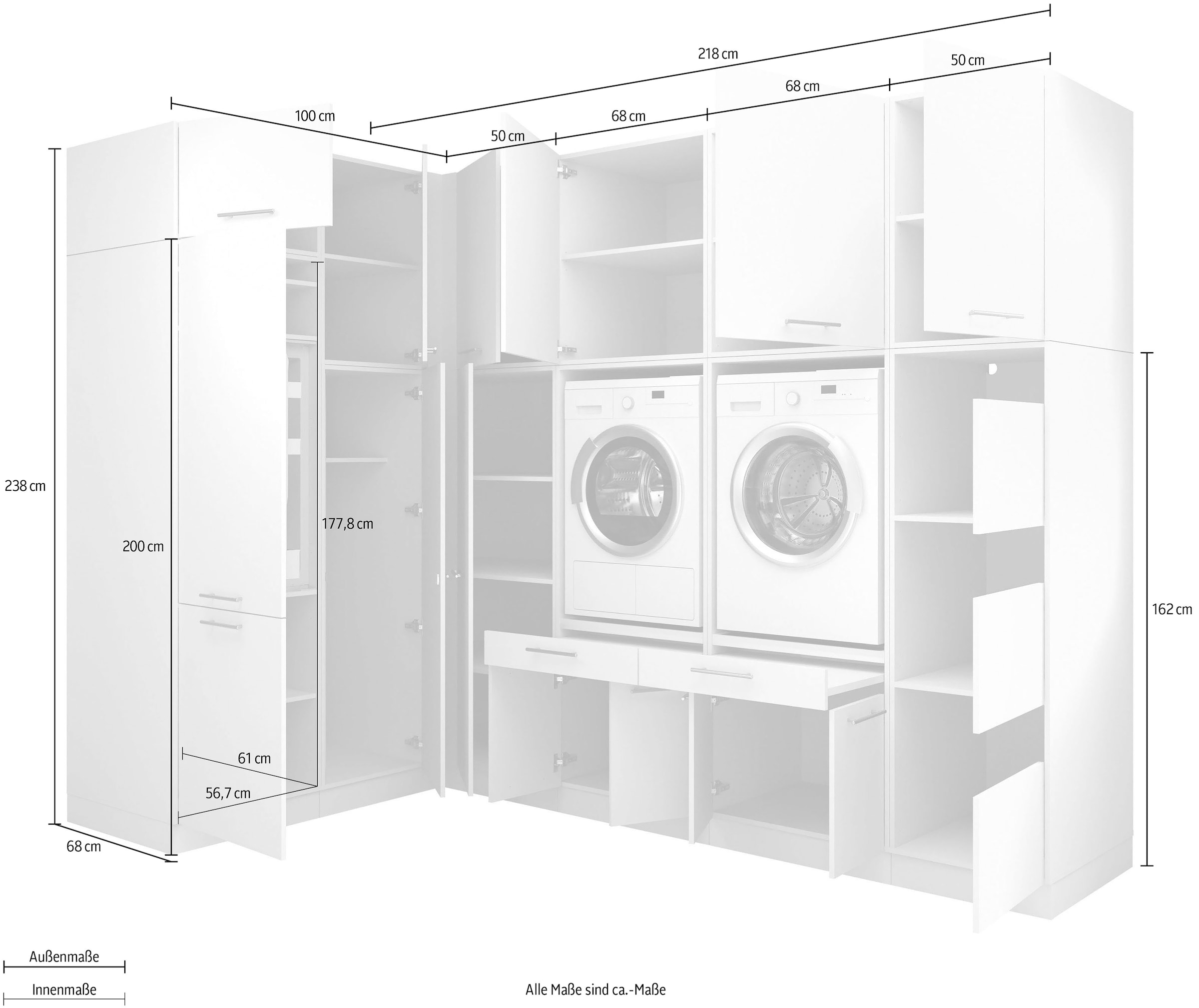 Laundreezy Mehrzweckschrank-Set »Laundreezy, 12-tlg. Mehrzweckschrank-Set B/H/T 285/238/68 cm« 12 Stk. tlg.