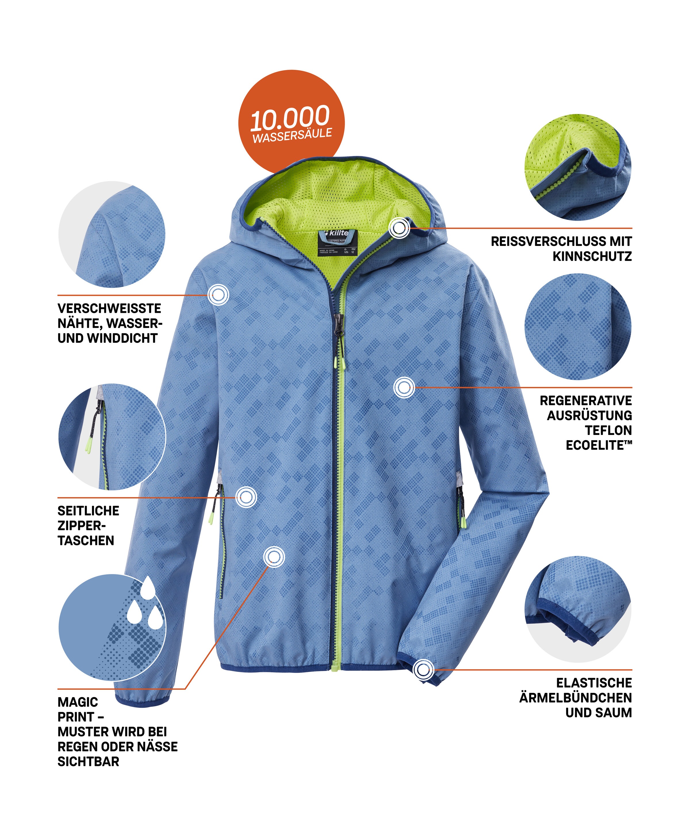 Killtec Funktionsjacke »KOS 145 BYS JCKT« Kinderjacke mit Magic Print, wasserdicht, Kapuze, Kinnschutz