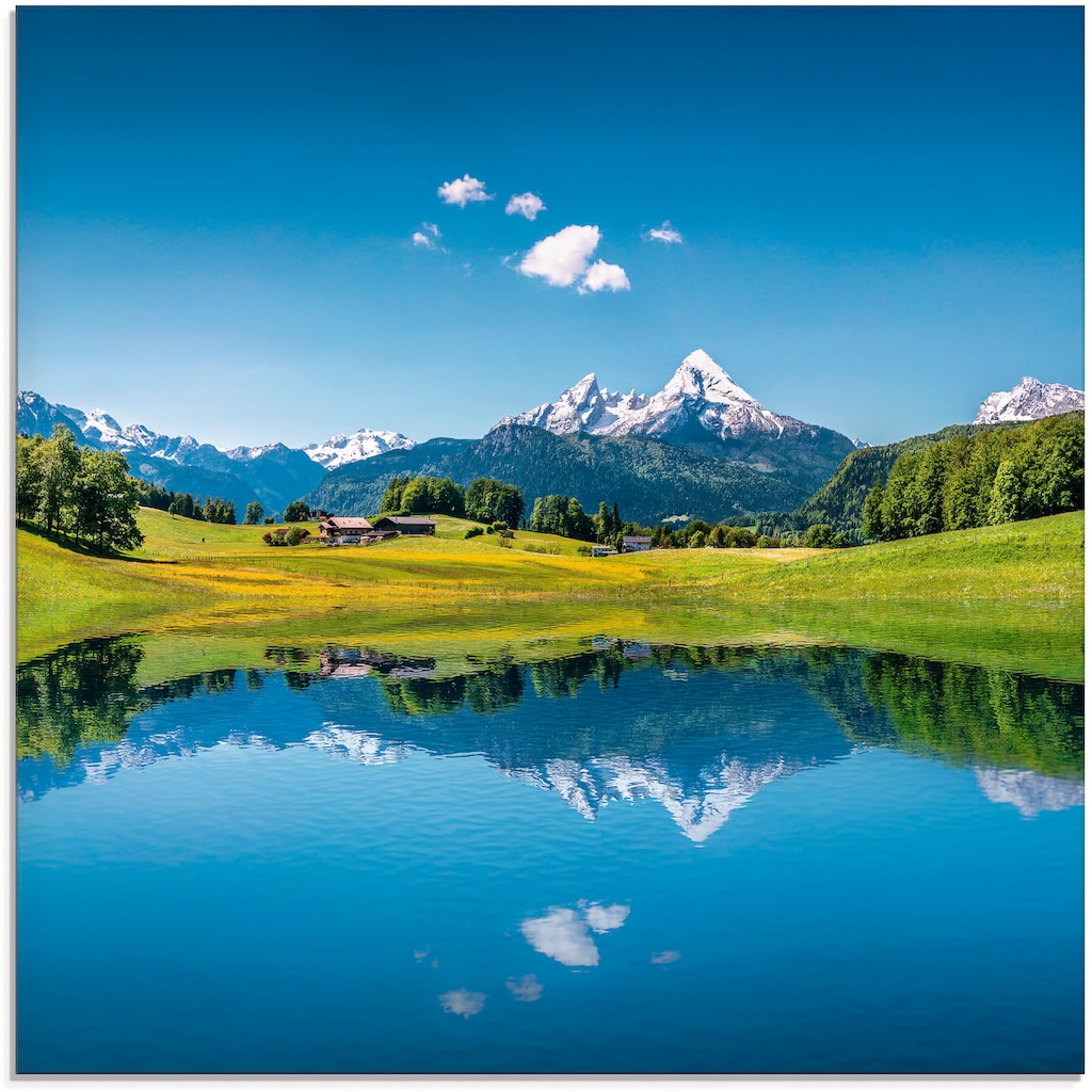 Artland Glasbild »Landschaft in den Alpen«, Berge, (1 St.)