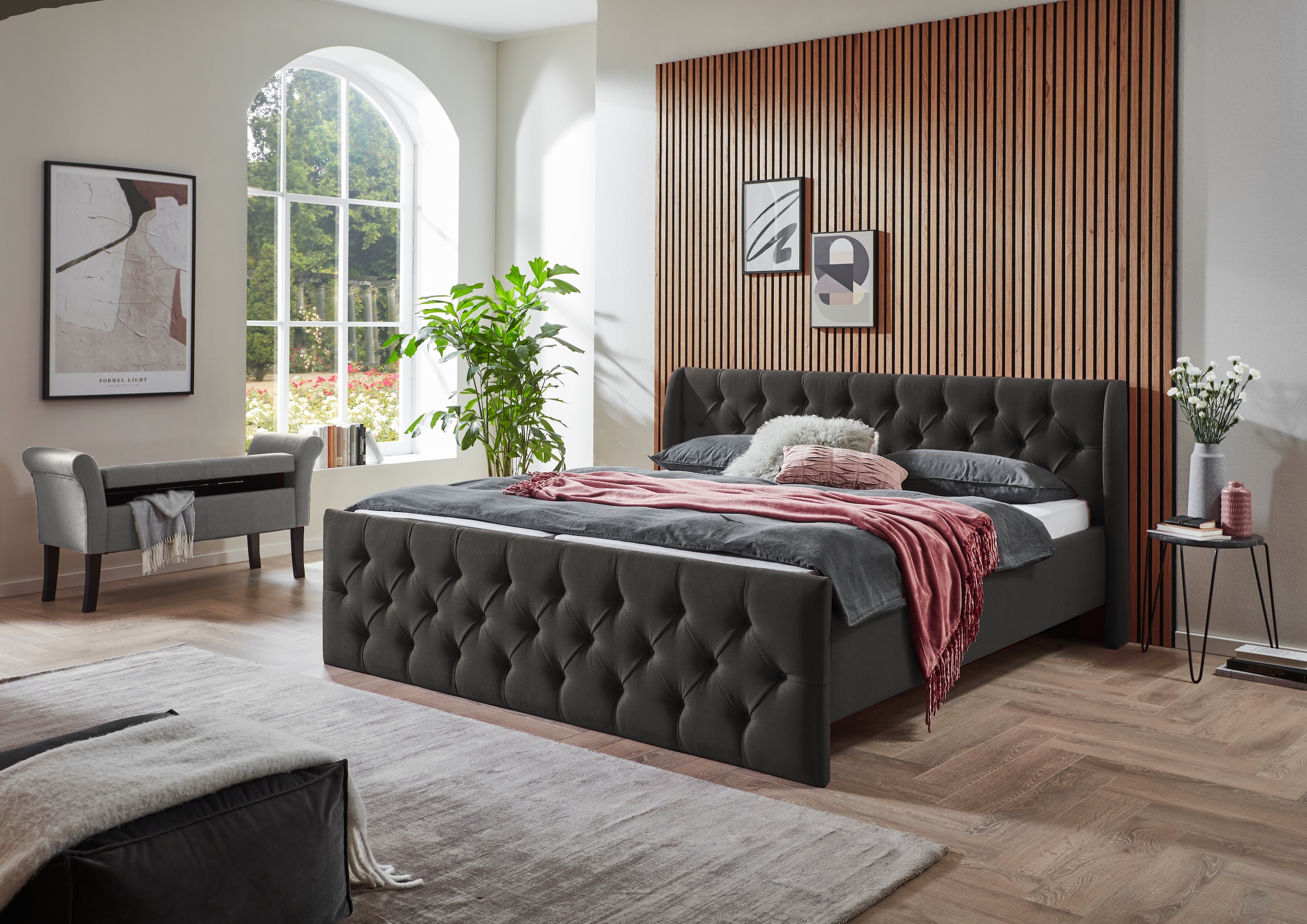 ATLANTIC home collection Polsterbett »TAMINA mit Chesterfieldoptik im Kopf- und Fußteil« in zwei Breiten und vier Farben erhältlich