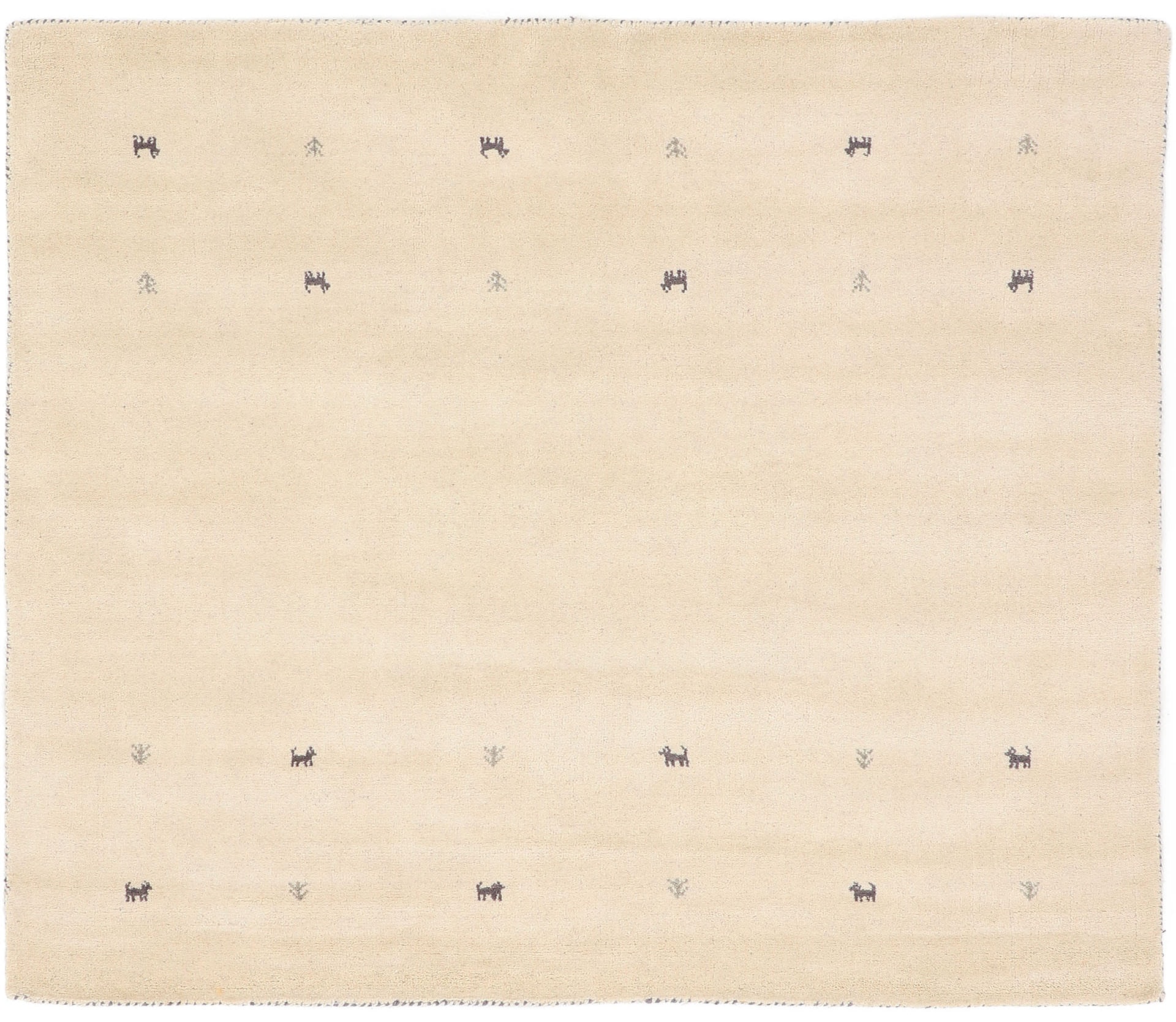 carpetfine Wollteppich »Gabbeh-Uni«, quadratisch, 15 mm Höhe, reine Wolle, handgewebt, Gabbeh Loom Tiermotiv, Sonderform Quadrat