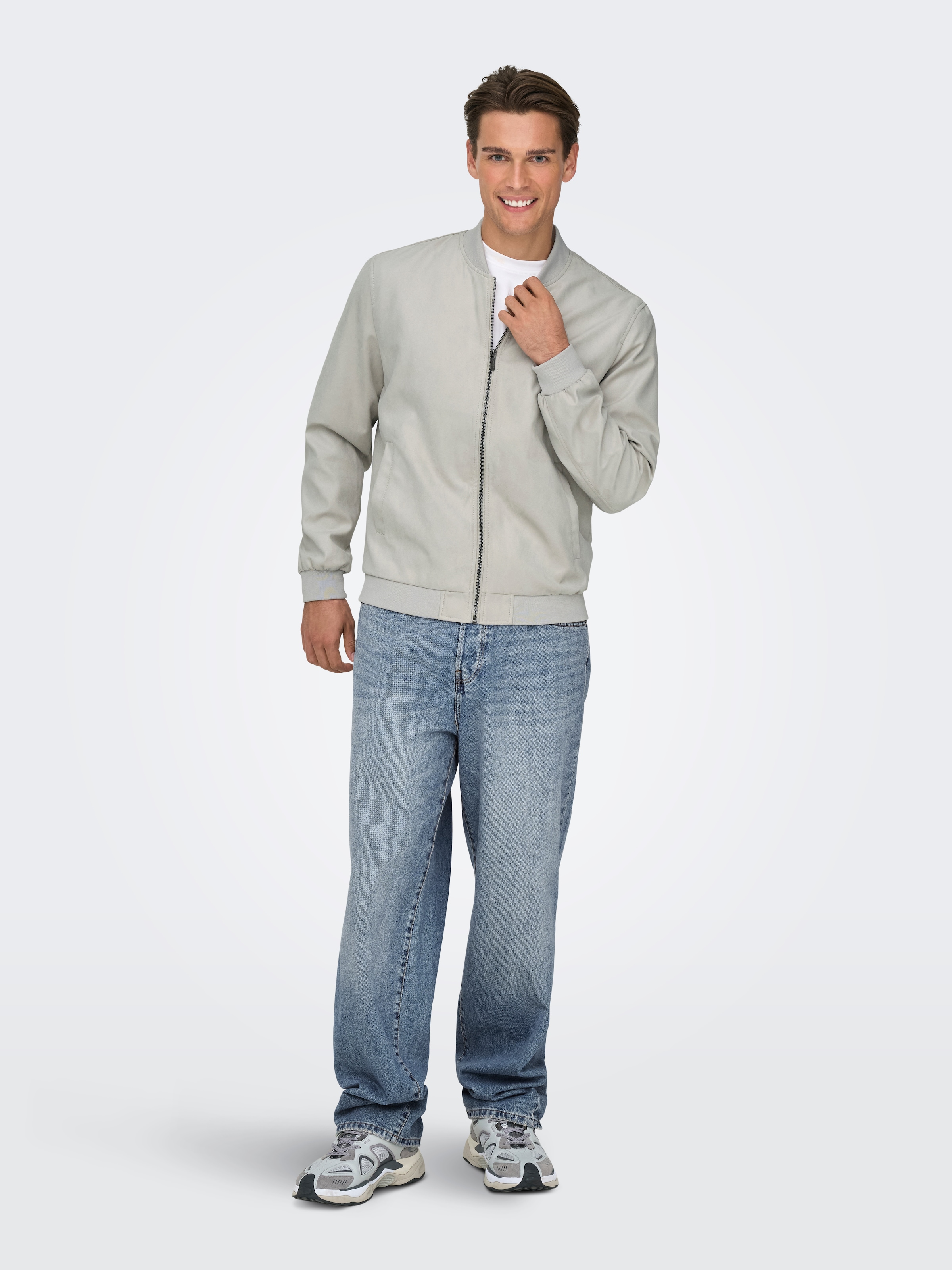 ONLY & SONS Bomberjacke »ONSLUCAS FAKE SUEDE BOMBER OTW« Polyester, regular fit