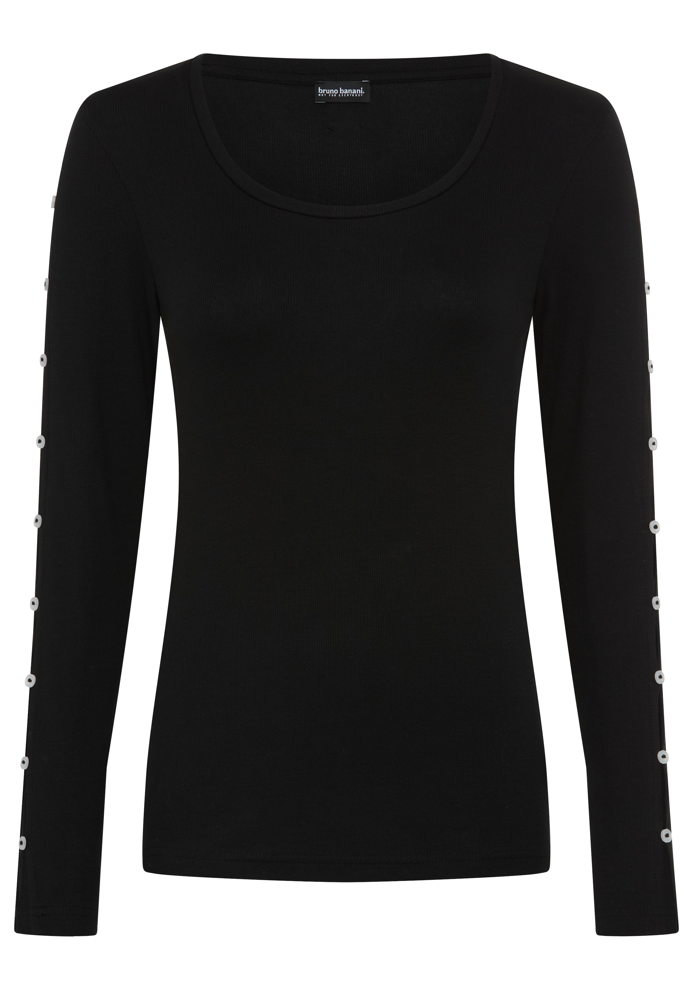 Bruno Banani Longsleeve mit Rundhals, hüftlange Schnittform, figurbetonte Passform, unifarben