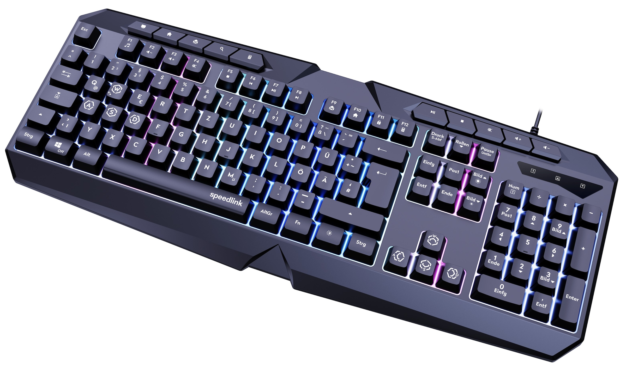 Speedlink Gaming-Tastatur »LUDICIUM RGB Rainbow – RGB Beleuchtung«, WASD-Umschaltung, Multimediatasten, USB