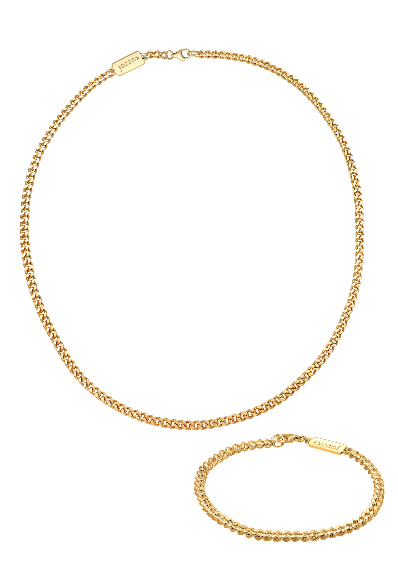 Kuzzoi Ketten und Armband Set »Schmuckset Panzerketten Armband und Kette Basic 925 Silber«
