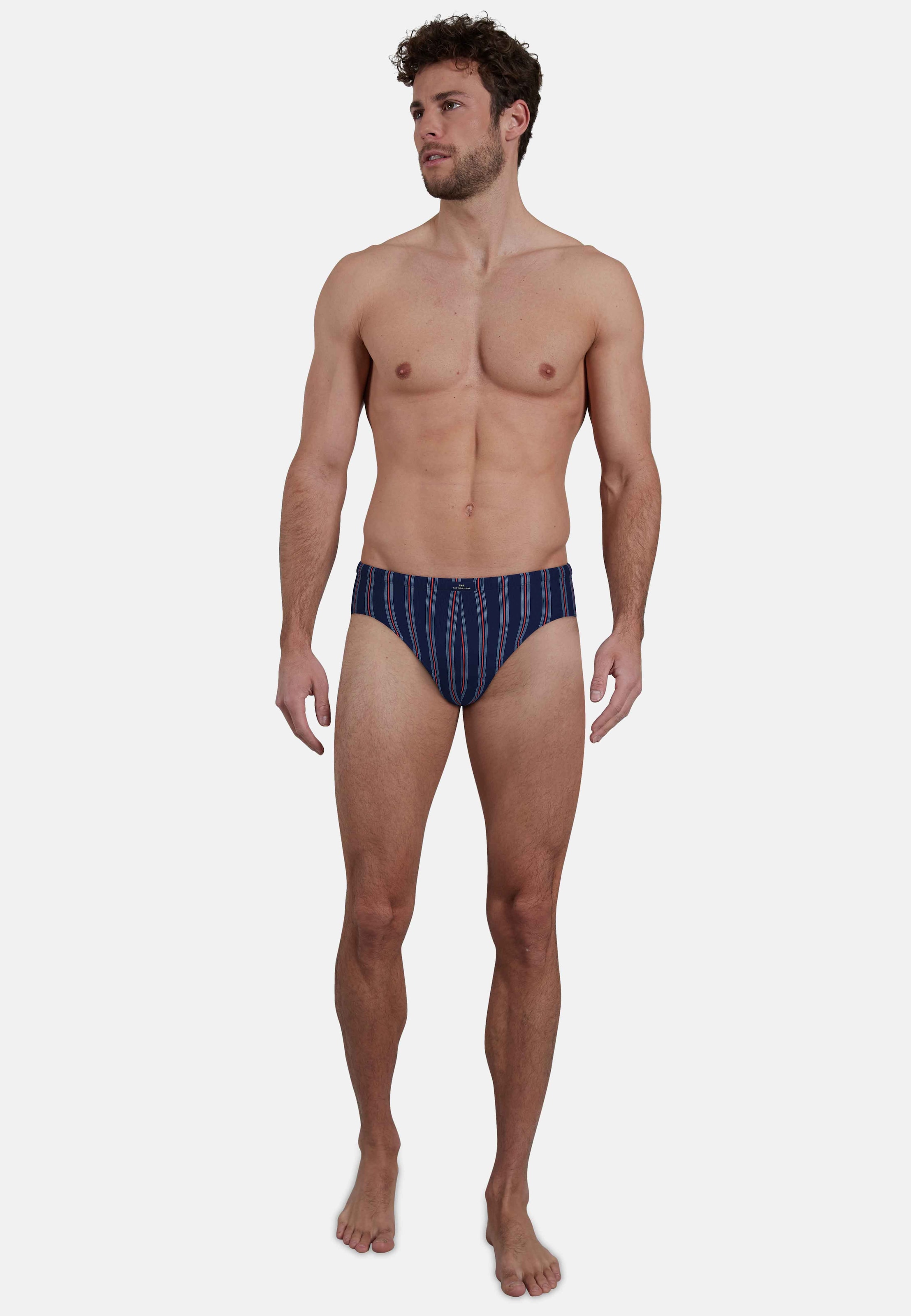 GÖTZBURG Slip »Glasgow« 2er Pack,  gestreift, basic, eng, atmungsaktiv, mit Logo, Baumwollmix