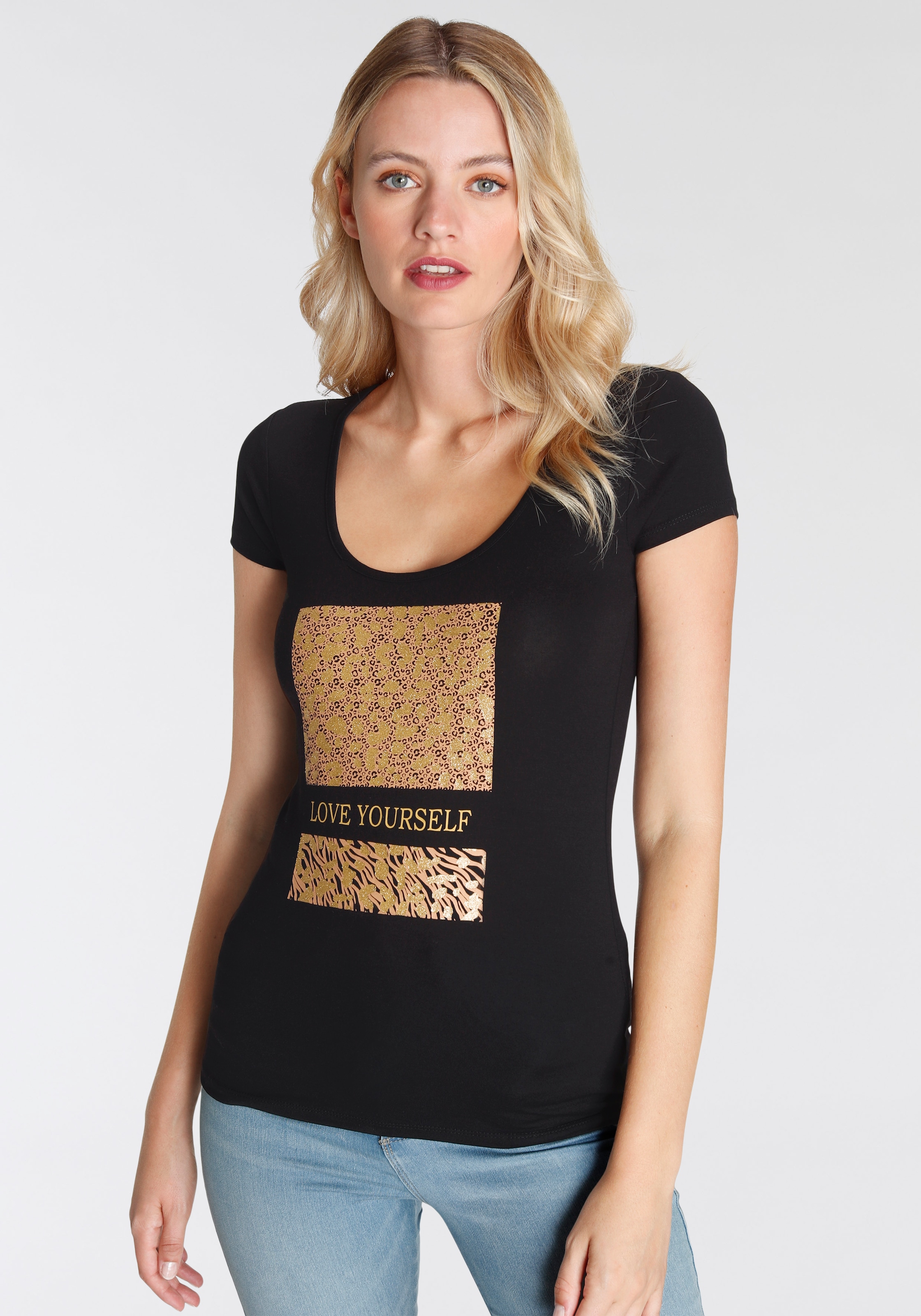 Melrose Rundhalsshirt, mit Glitzerprint kaufen