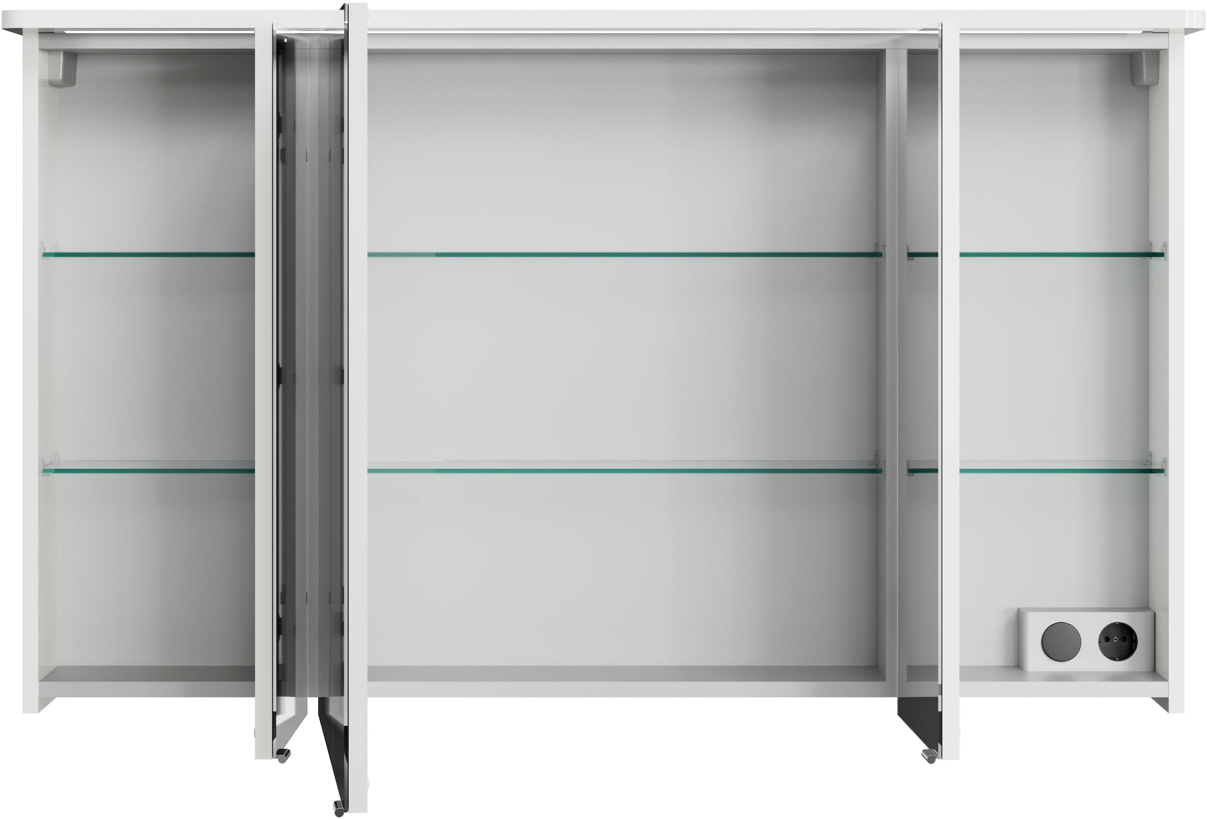 Saphir Spiegelschrank »Serie 4005 Badezimmer-Spiegelschrank inkl. LED-Kranzbeleuchtung«, Badschrank 120 cm breit, 3 Türen, 6 Glas-Einlegeböden, inkl Türdämpfer