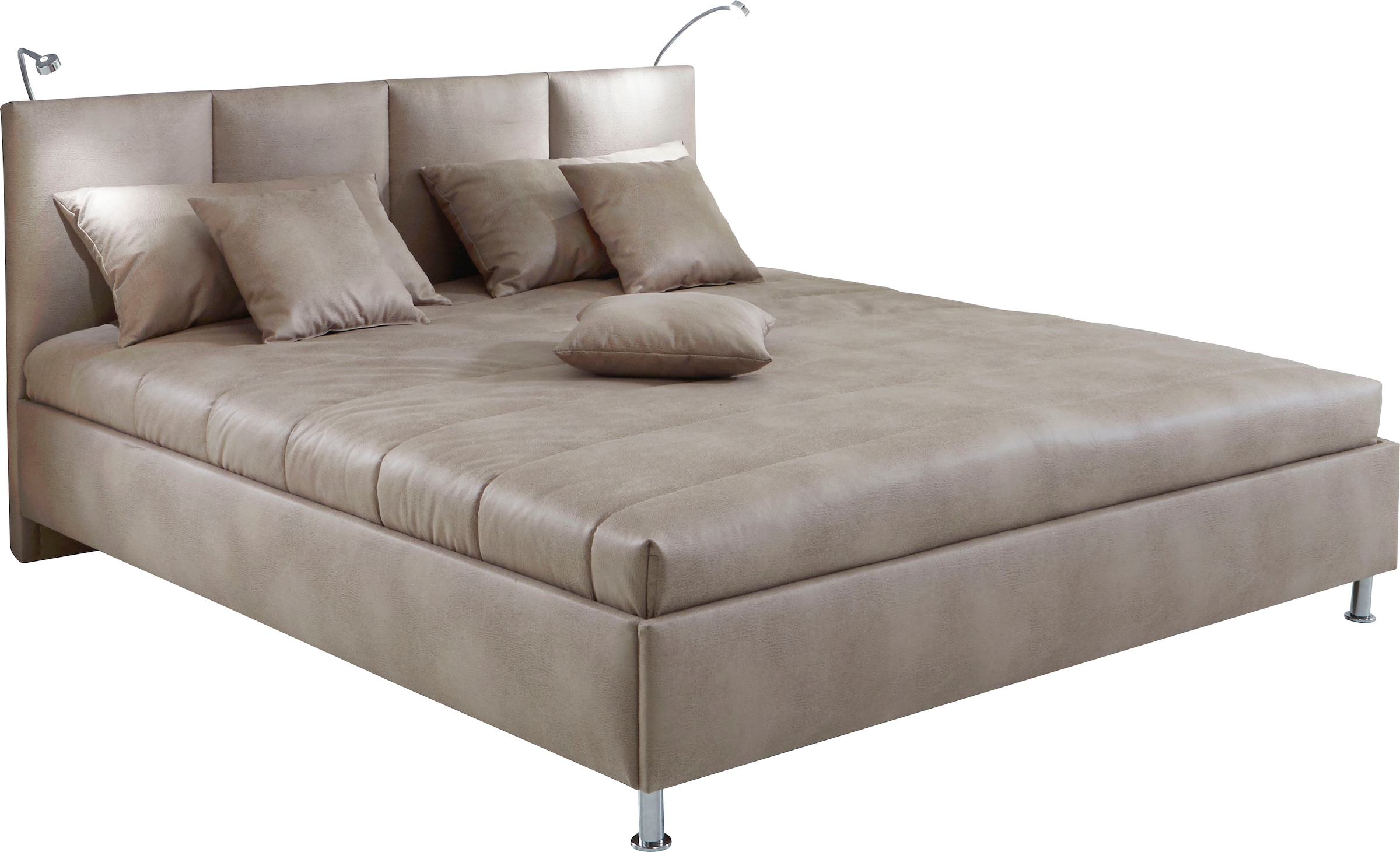 Westfalia Schlafkomfort Bett mit Bezug aus Microvelours in Lederoptik, vormontierte Schrauben