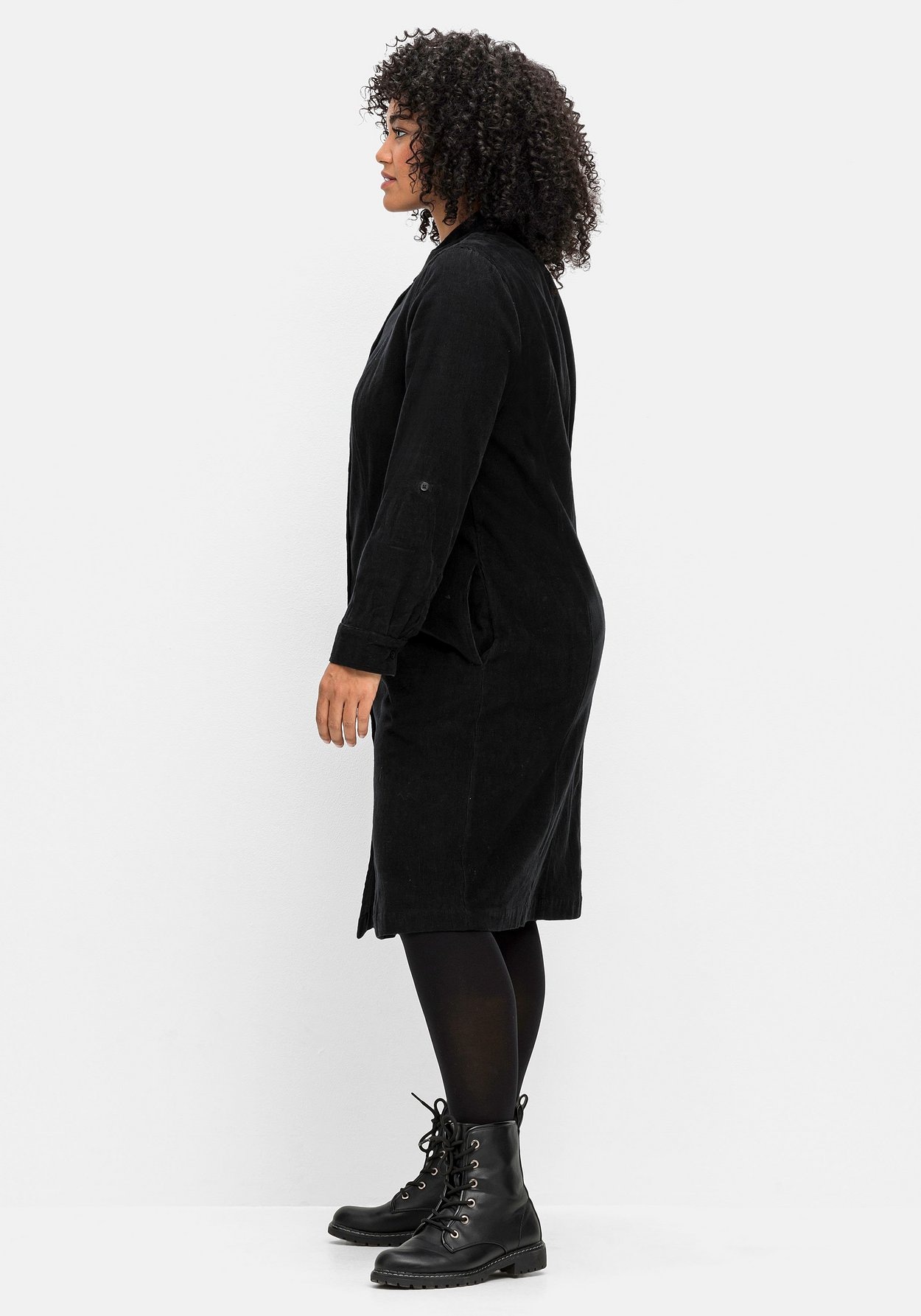 Sheego Blusenkleid »Hemdblusenkleid aus weichem Cord, mit Krempelarm«