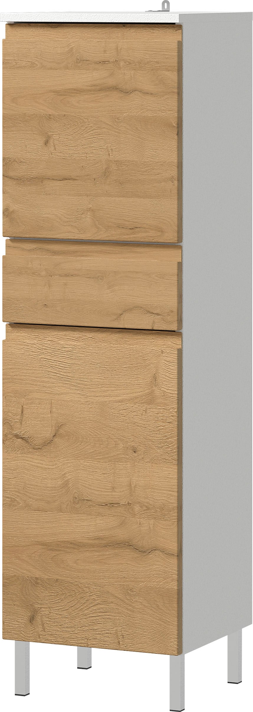 GERMANIA Badmöbel-Set »Torrance«, (5 St.), Unterschrank, Spiegelschrank mit Beleuchtung, Kommode, Hochschrank