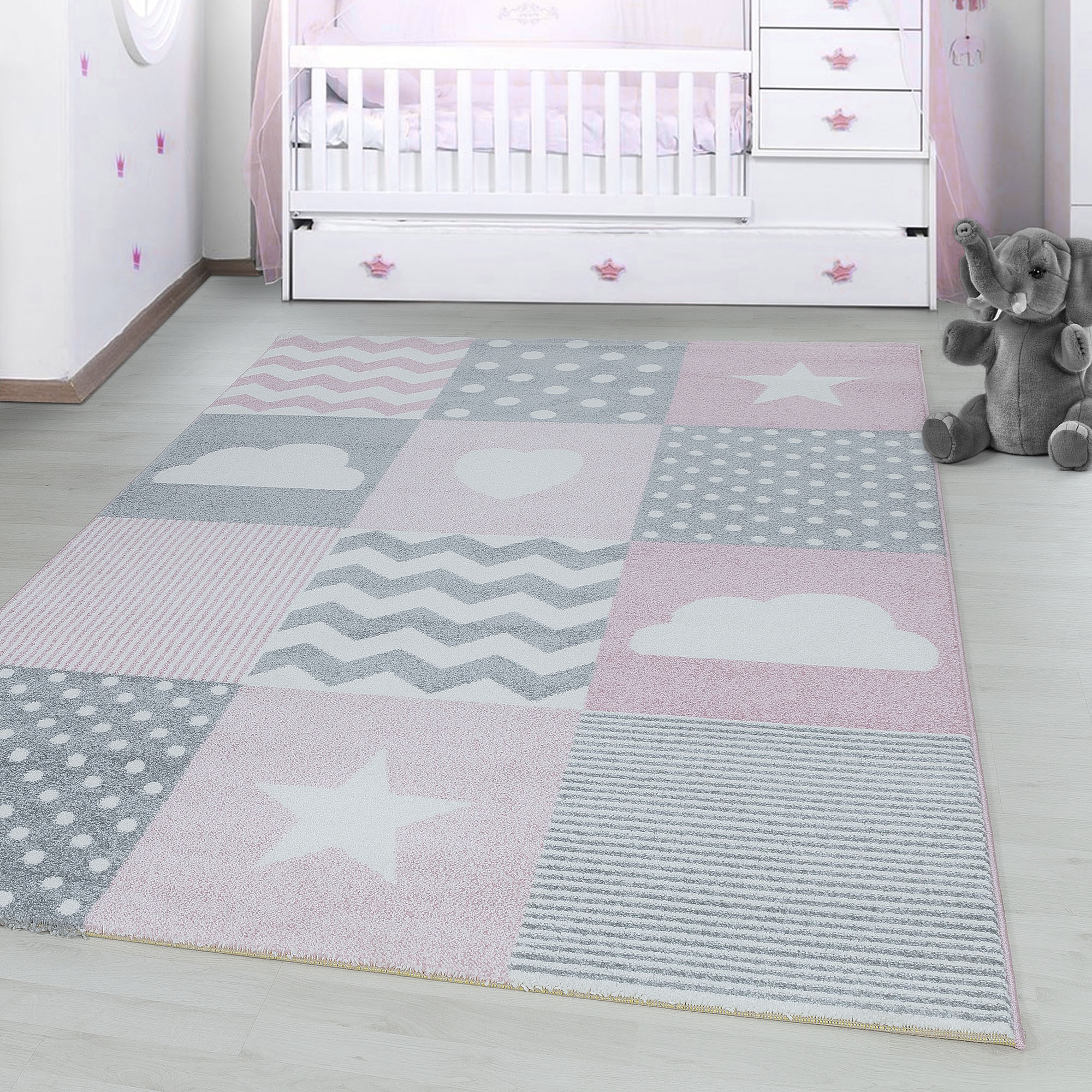 Ayyildiz Teppiche Kinderteppich »Kids 620«, rechteckig, 12 mm Höhe, auch in rund, Kurzflor, Sterne Wolken