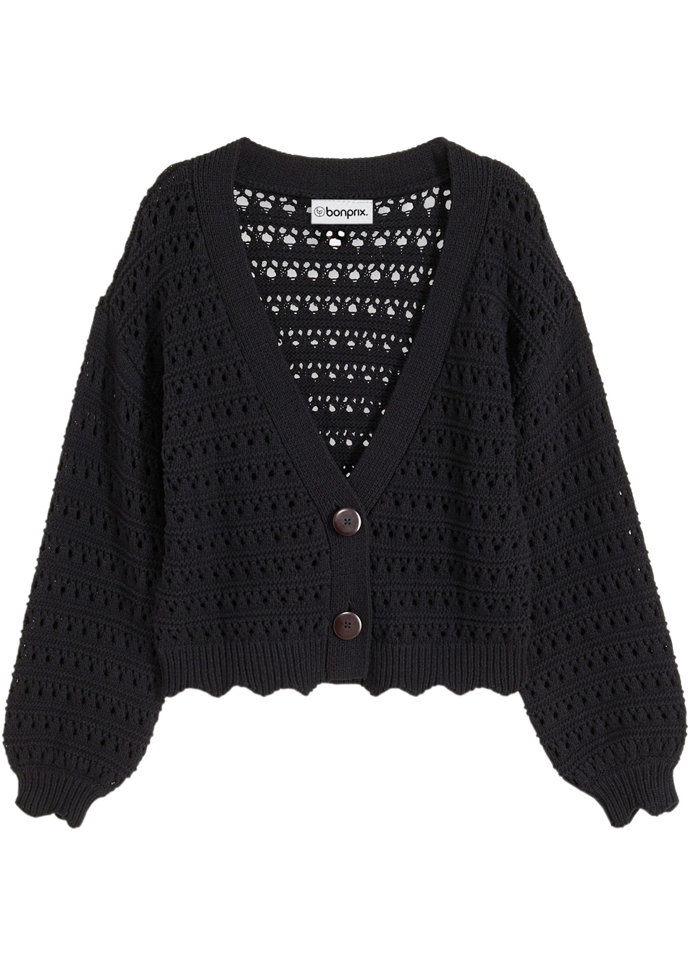 bonprix Ajourstrickjacke Oversize-Passform, mit Lochstrickmuster, im Casual Stil