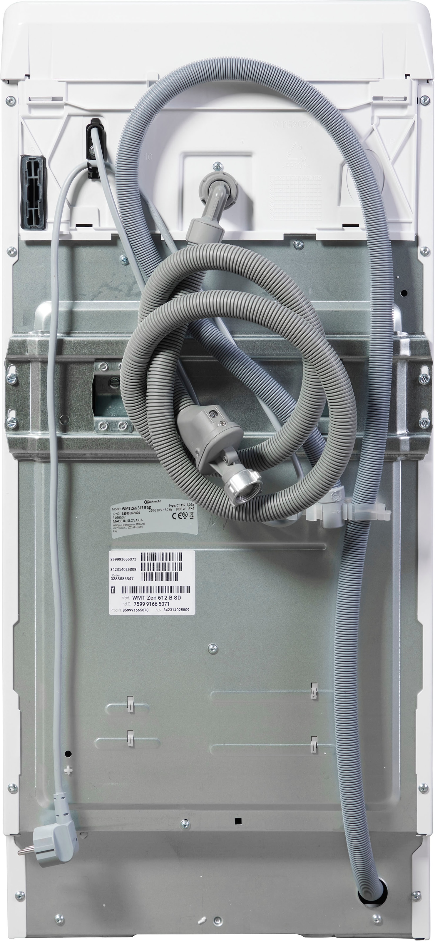 BAUKNECHT Waschmaschine Toplader »WMT ZEN 612 B SD«, 6 kg, Kurz 30 min., Vollwasserschutz, SoftOpening, Startzeitvorwahl