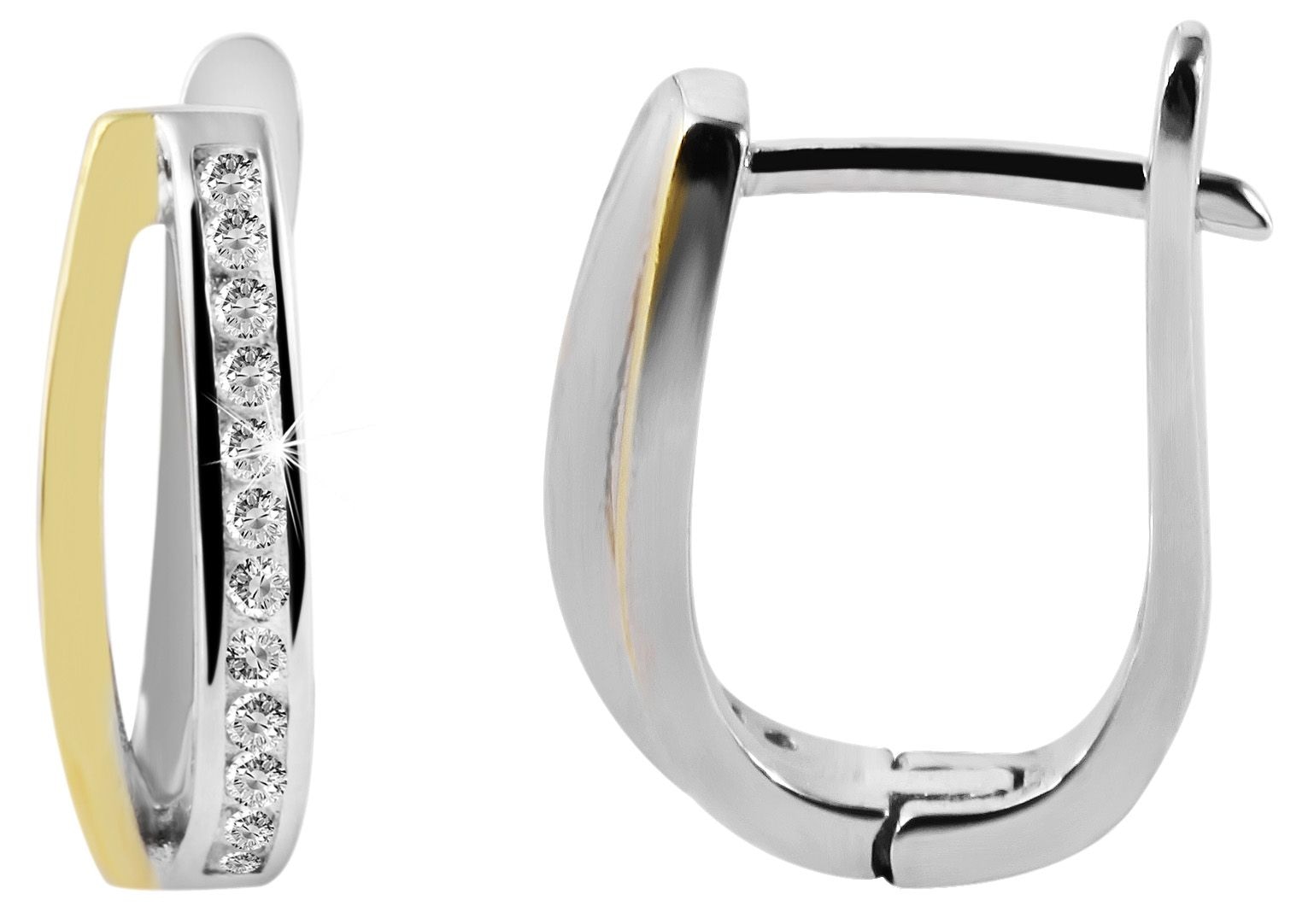 Adelia´s Paar Creolen »Damen Ohrringe ¿ Klappcreole aus 925 Silber mit Zirkonia«