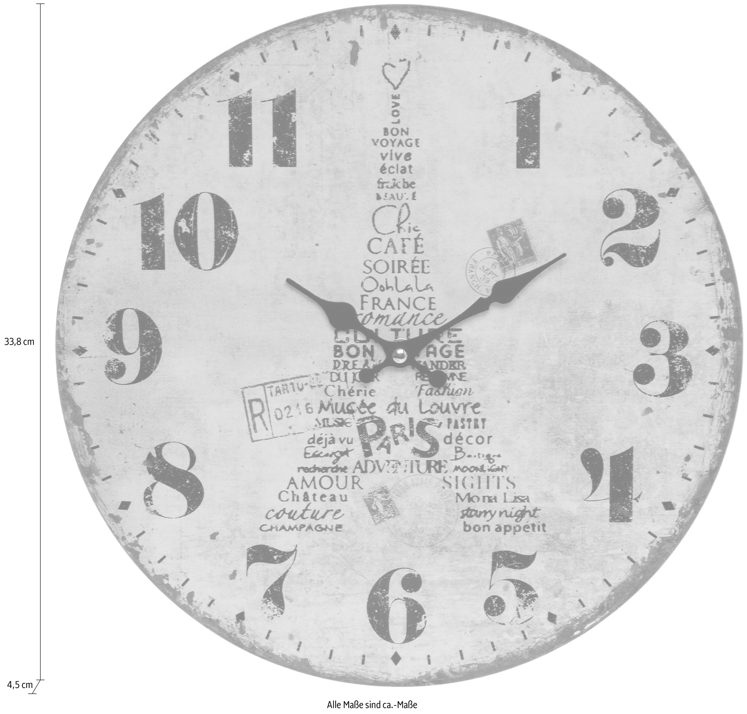 Myflair Möbel & Accessoires Wanduhr »"Eiffelturm III"«, analog, 33,8 cm