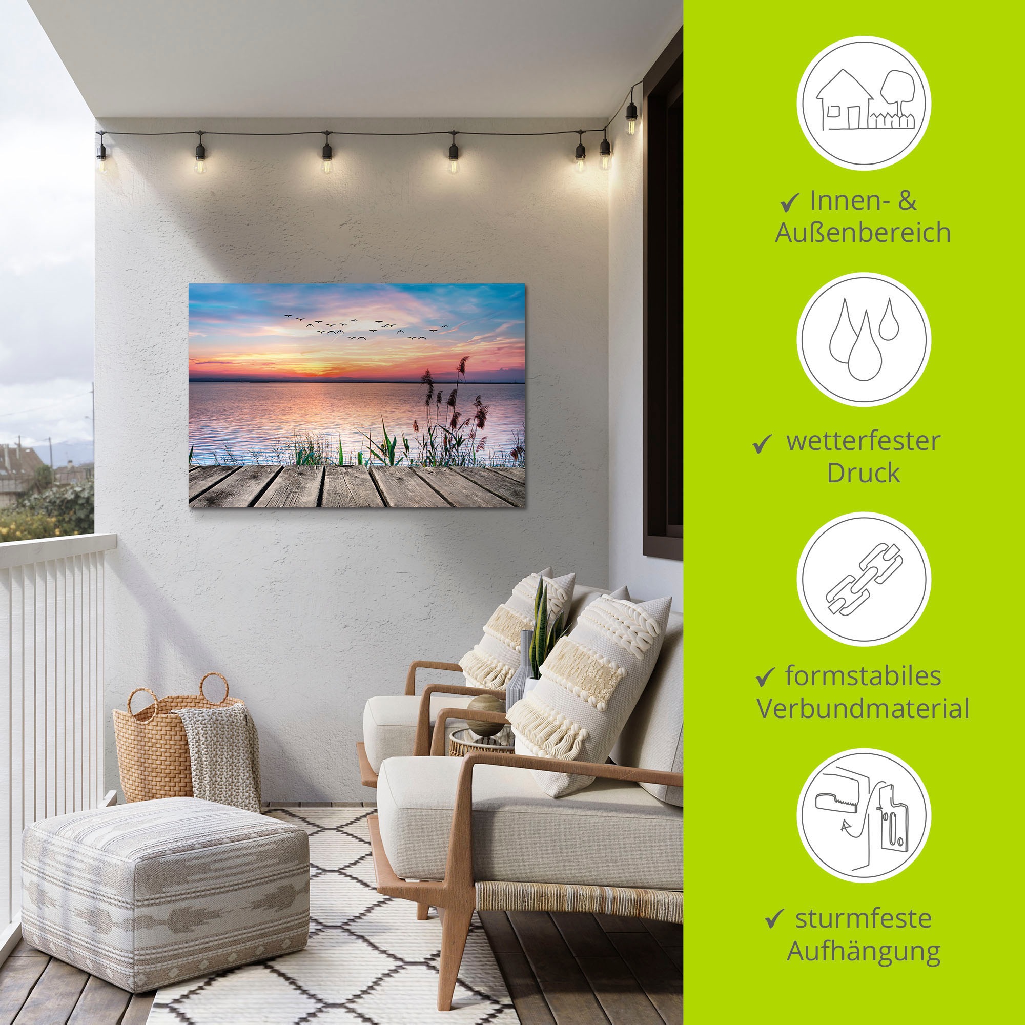 Artland Wandbild »Der See in den Farben der Wolken«, Gewässer, (1 St.), als Alubild, Outdoorbild, Leinwandbild, Poster, Wandaufkleber