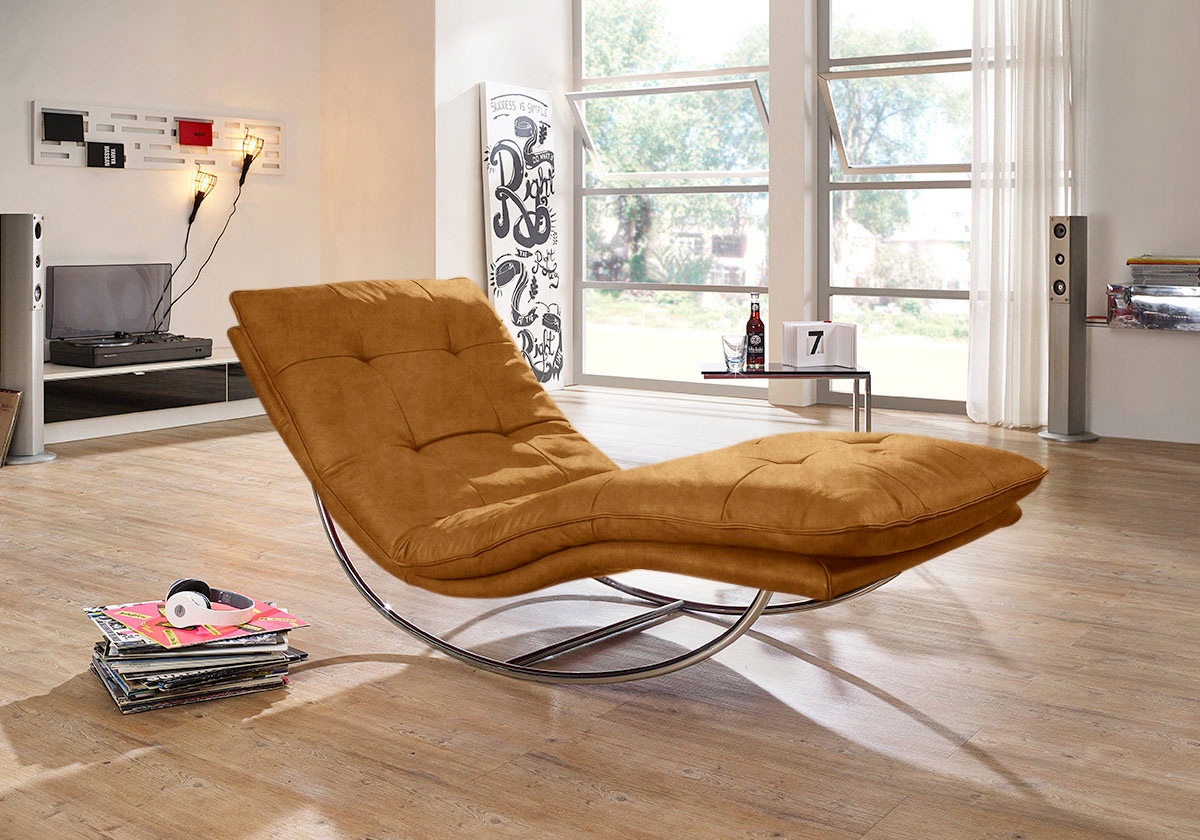 W.SCHILLIG Relaxliege »daily dreams« in Waffelkissen-Optik, Schaukelgestell Chrom glänzend, in 2 Breiten