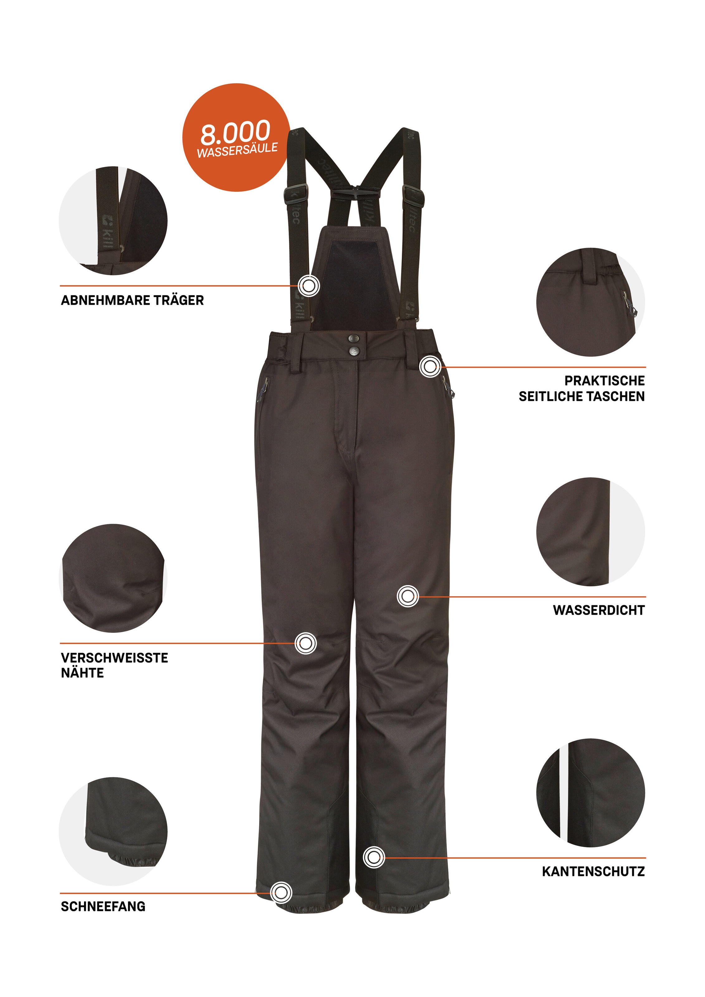 Killtec Skihose »Vitalyo Jr«, Skihose mit 10.000 mm Wassersäule, verstärkten Nähten, Schneefang
