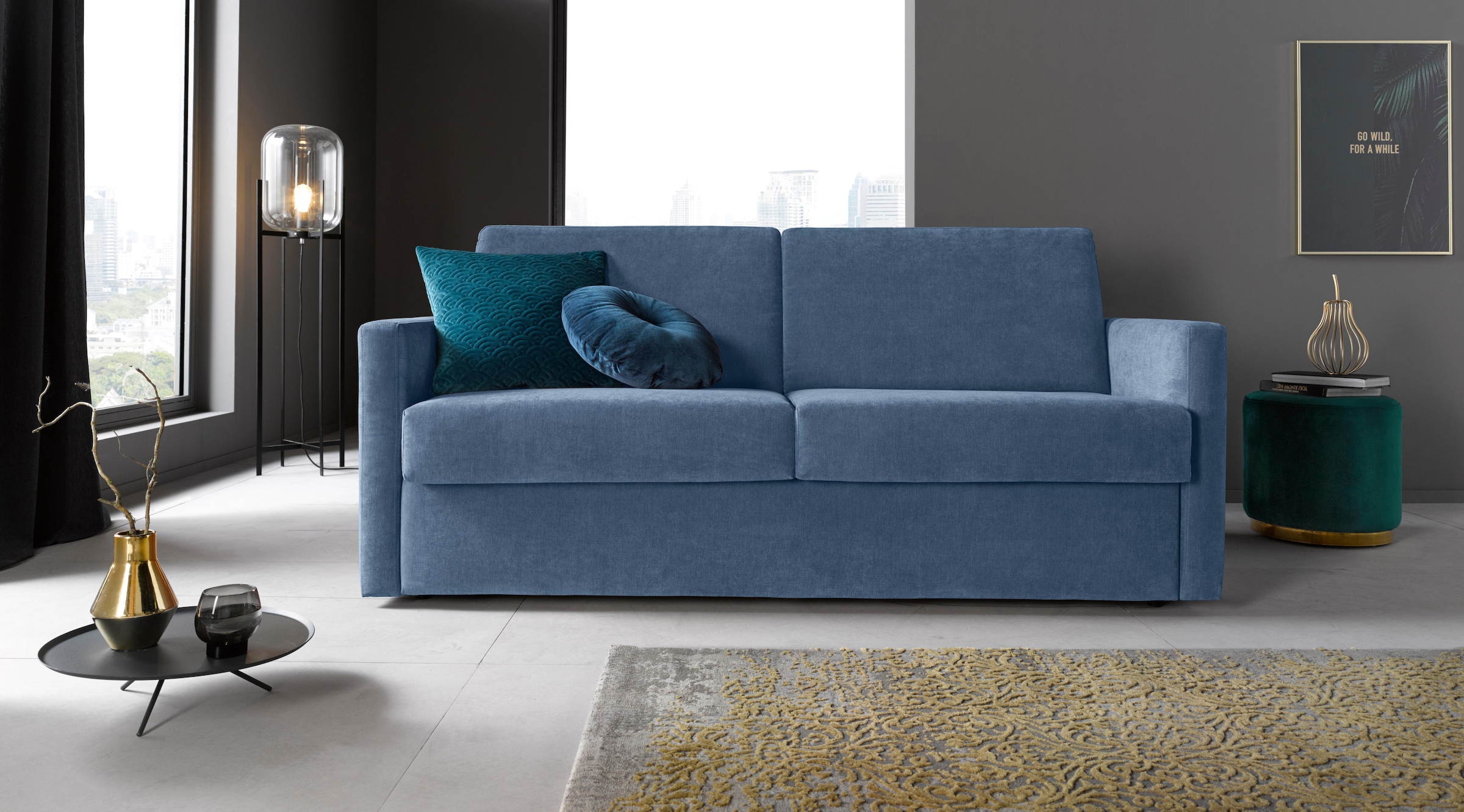 Places of Style Schlafsofa »GOLDPOINT 182cm, Dauerschläfer, Liegefläche 140/200 cm,«, 3-Sitzer mit Bettfunktion, Bonell-Federkernmatratze