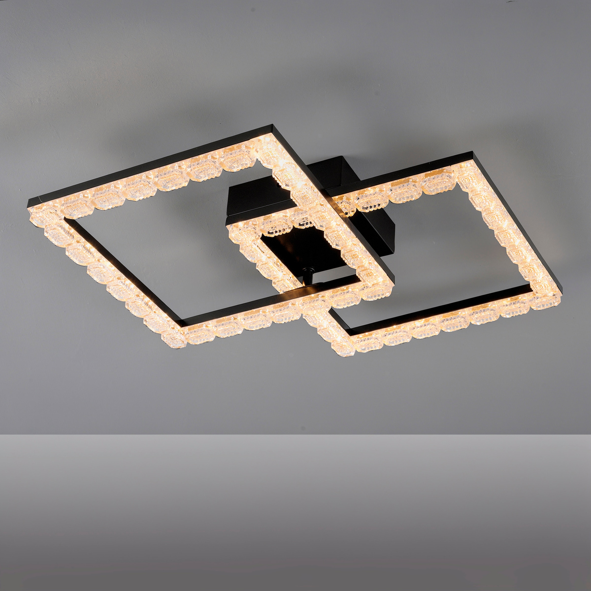 JUST LIGHT LED Deckenleuchte »GLITRA« LED-Board 1 Stk. Warmweiß Rahmen drehbar, 3000K Leuchtmittel, Kristallabdeckung