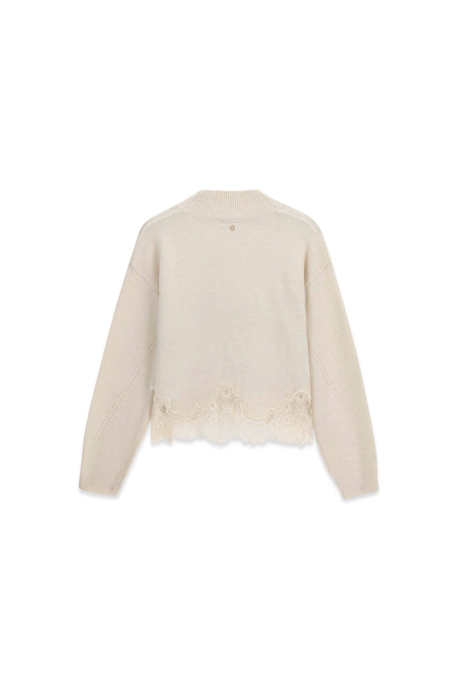 Guess Strickpullover »LS MN HAYDEN LACE SWTR« mit Woll-Anteil, Spitzenbesatz