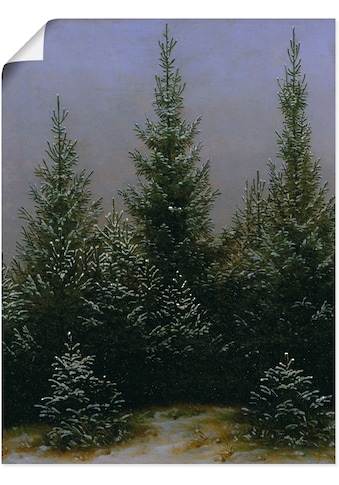 Kunstdruck »Fichtendickicht im Schnee Dresdner Heide«, Bäume, (1 St.)