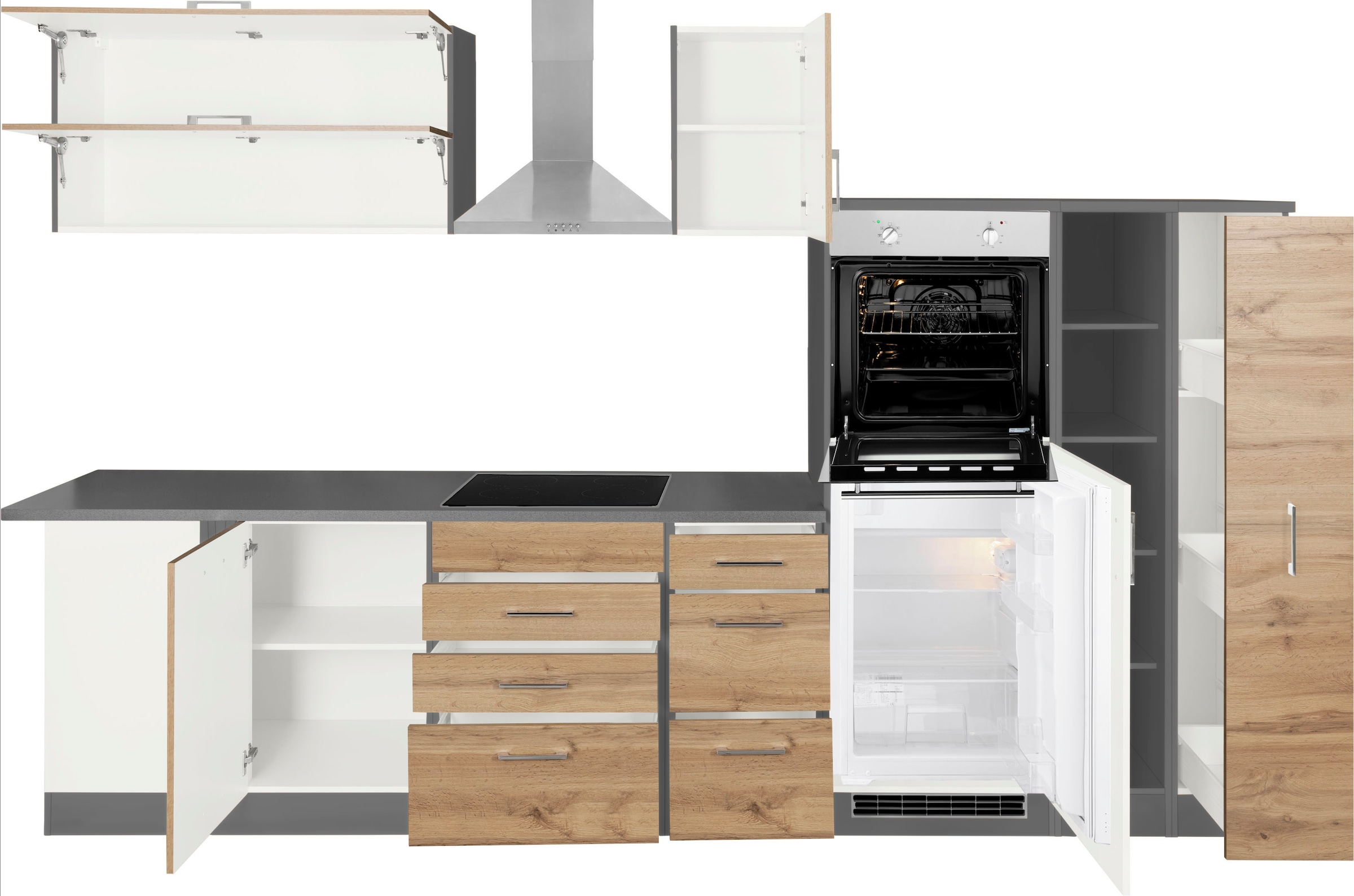 KOCHSTATION Winkelküche »KS-Colmar« mit E-Geräten, Stellbreite 210/330 cm