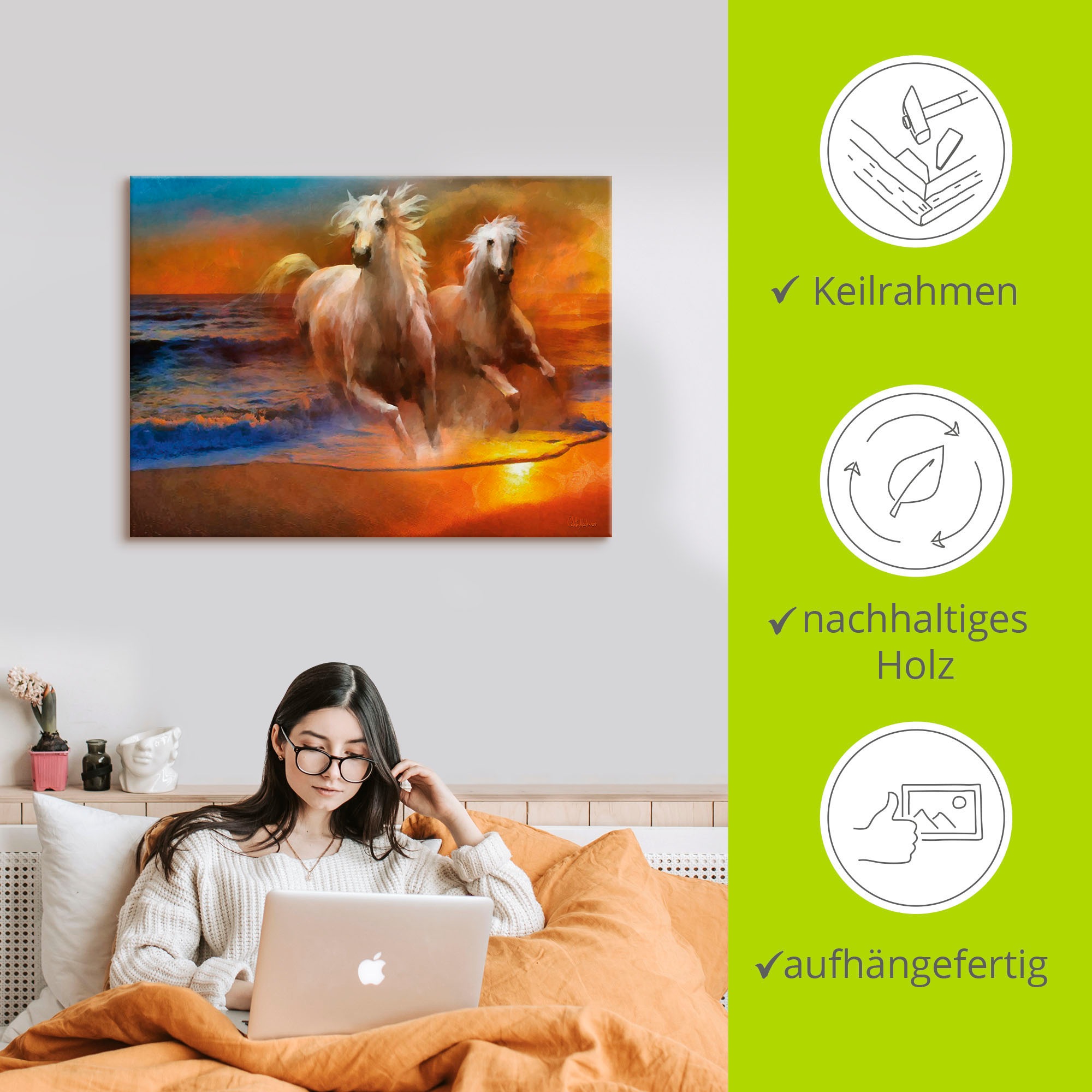 Artland Wandbild »Rennende Pferde«, Pferdebilder, (1 St.), als Alubild, Leinwandbild, Wandaufkleber oder Poster in versch. Größen