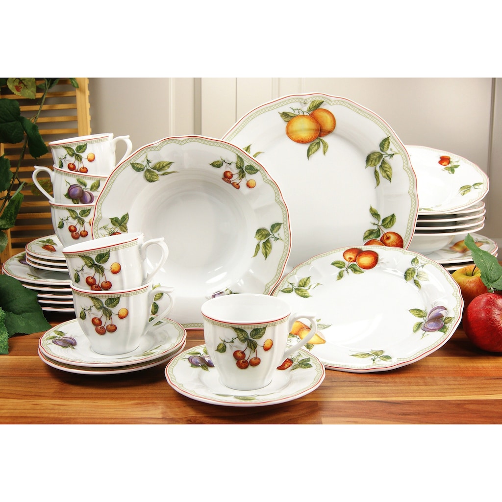 CreaTable Kombiservice »Geschirr-Set Flora Orchard«, (Set, 30 tlg., Kaffeeservice und Tafelservice im Set, für 6 Personen)