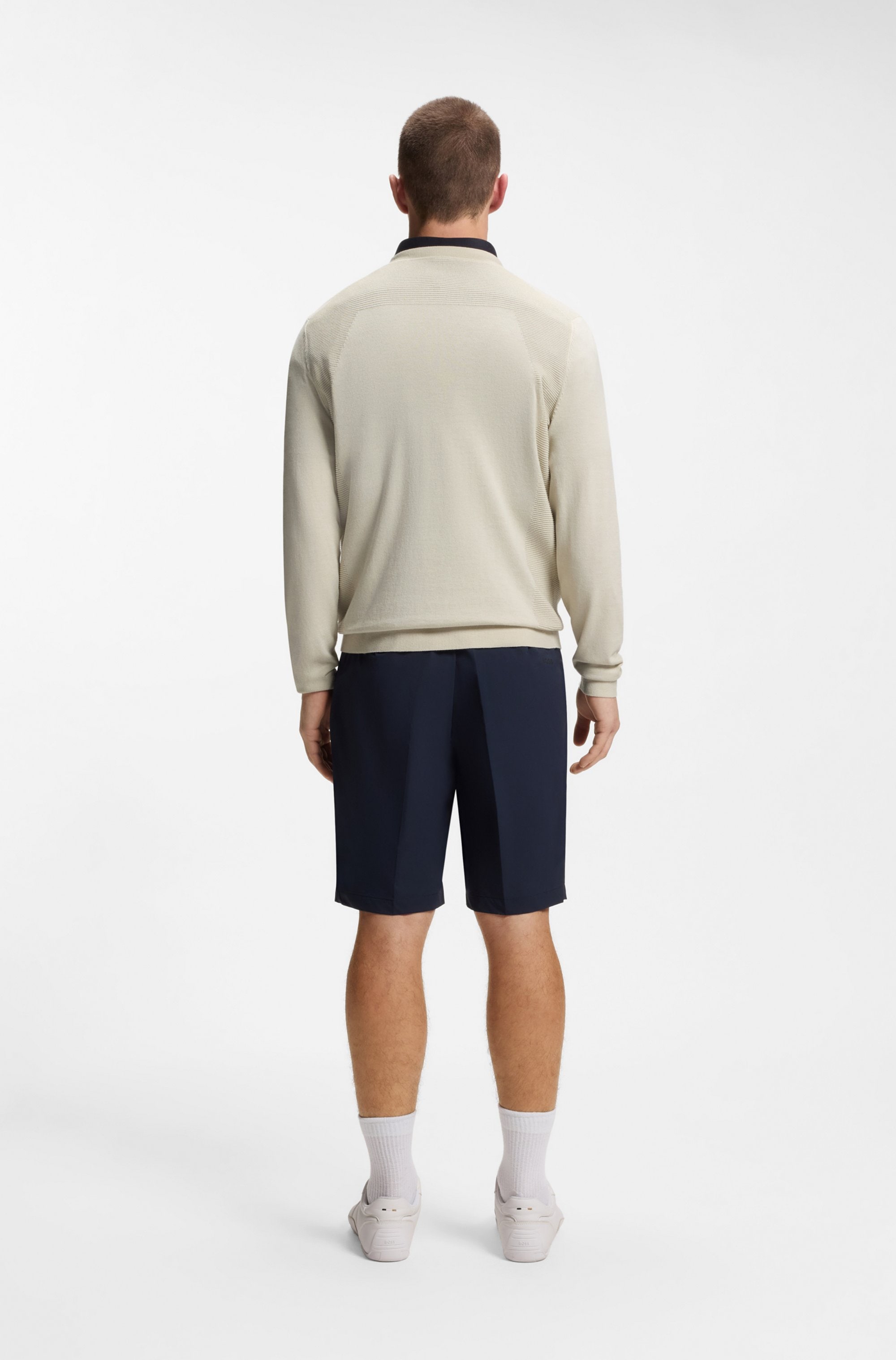 BOSS GREEN Strickpullover Rundhalsauswschnitt, Regular Fit, Struktur-Strick