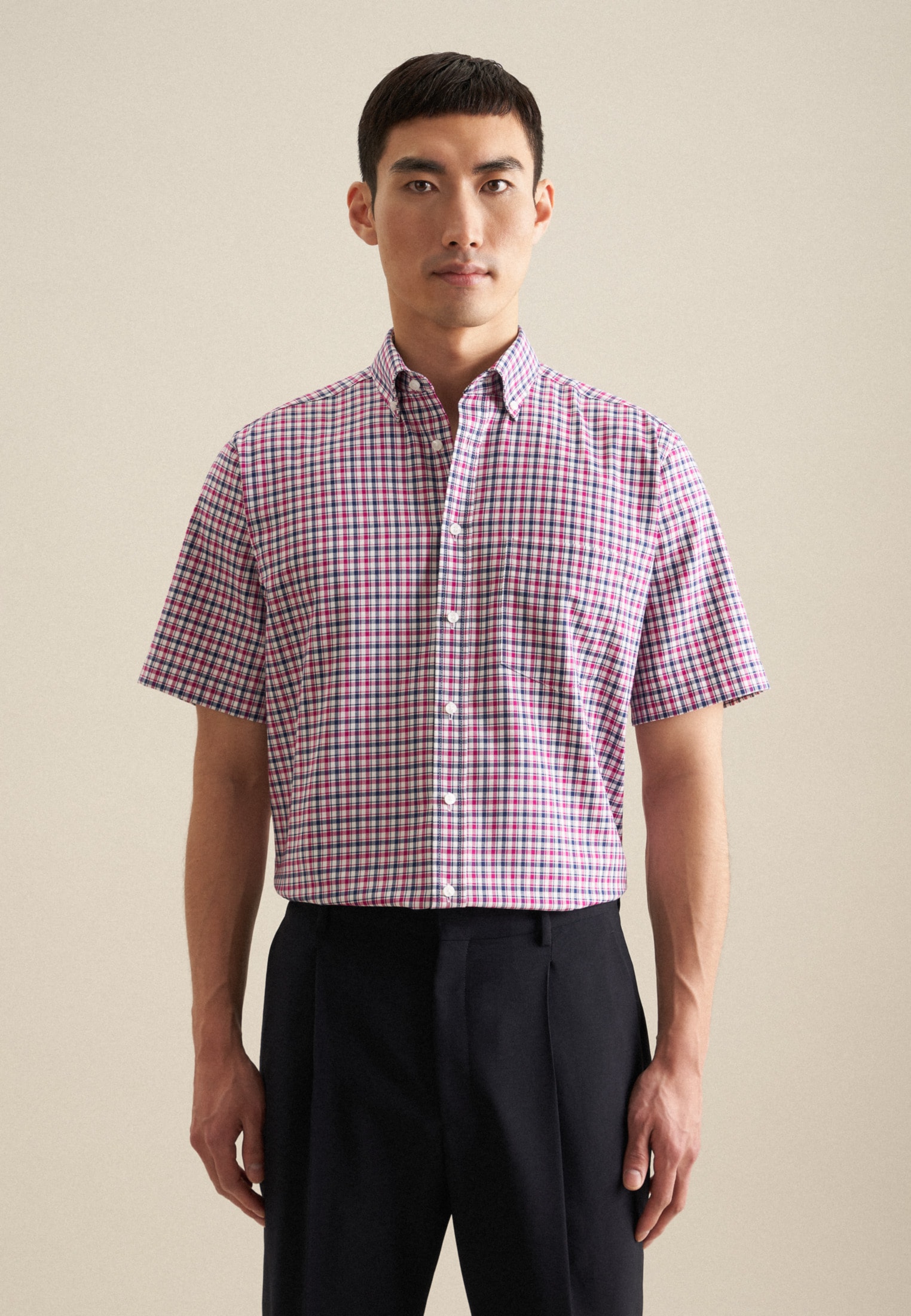 seidensticker Businesshemd »Regular« Regular 1/2 Button-Down-Kragen Karo