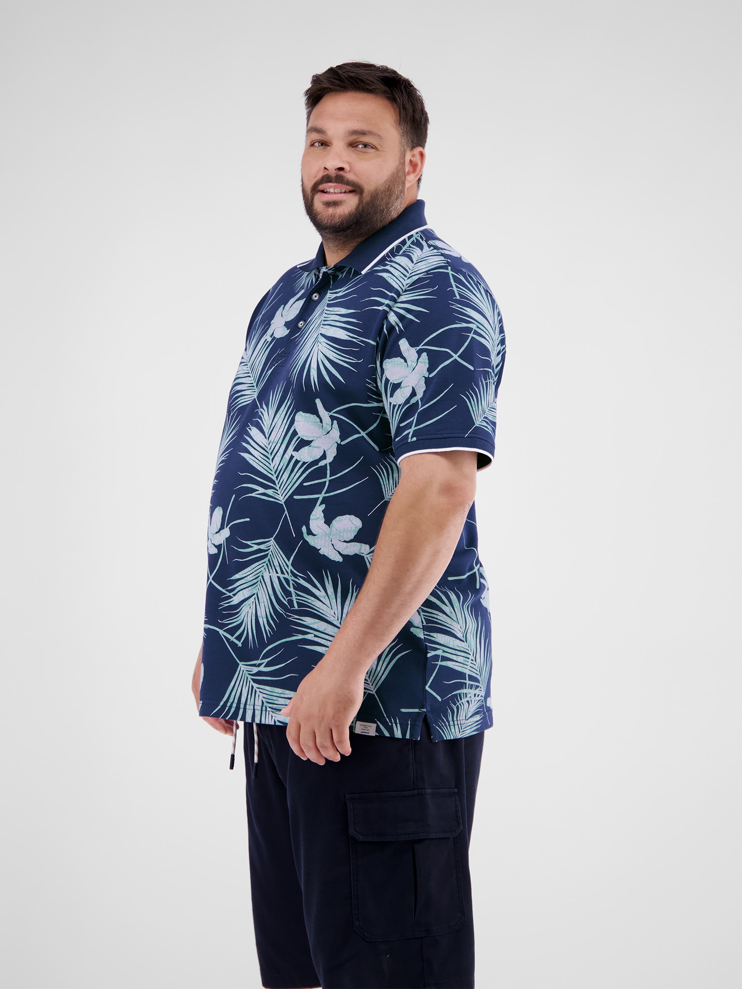 LERROS Poloshirt »LERROS Herren-Poloshirt, floral gemustert in Großen Größen«