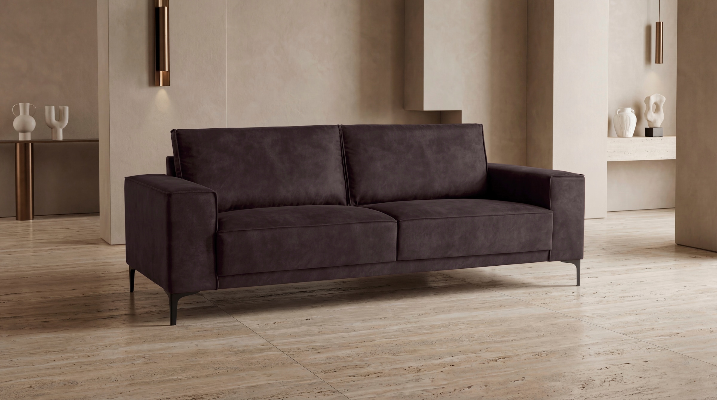 OTTO home 3-Sitzer »OLAND Luxus-Microfaser, Sofa, B: 224 cm, Skandi-Design« Struktur, Flachgewebe, Luxus-Microfaser, Boucle