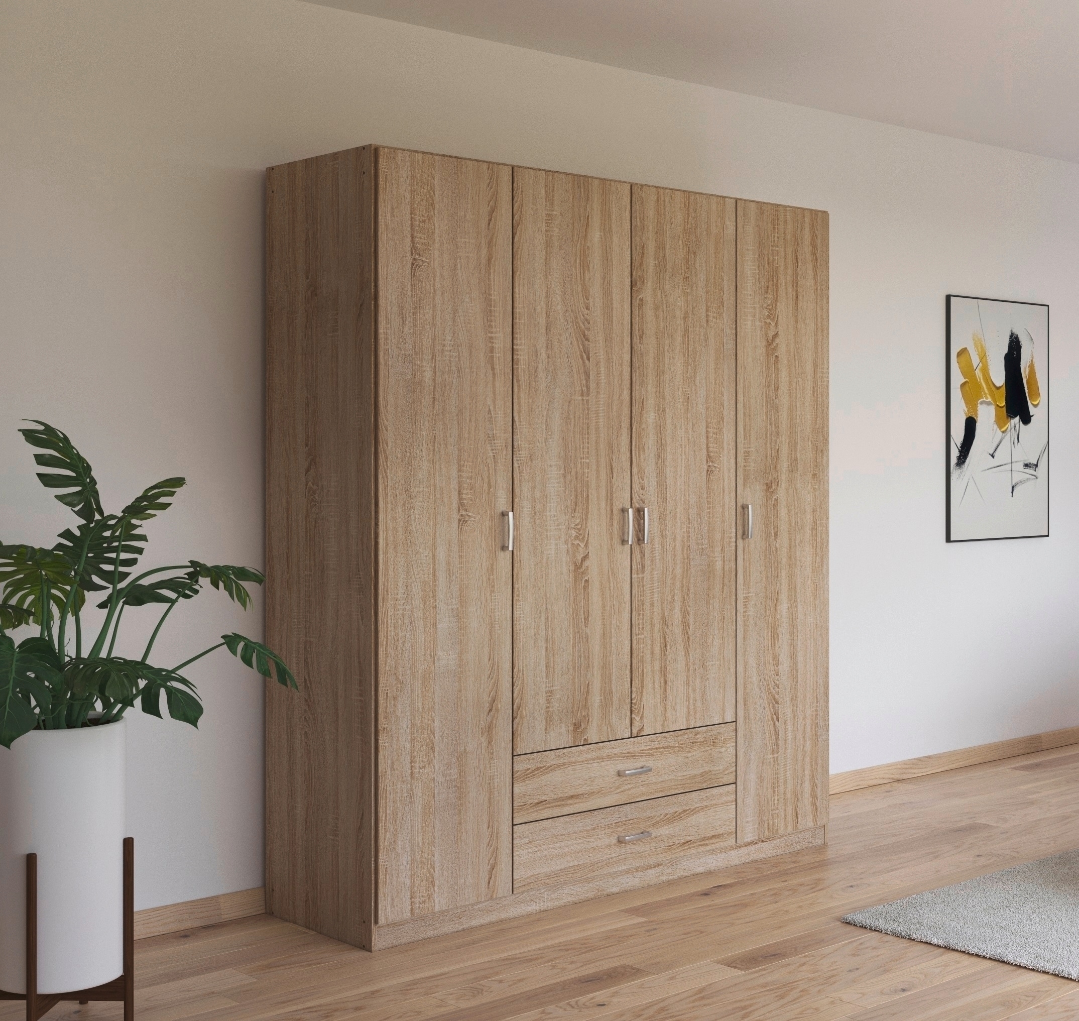 rauch Drehtürenschrank »Kleiderschrank Schrank Garderobe Wäscheschrank GAMMA in 3 Breiten« mit 6 Schubladen, in schlichtem Design TOPSELLER MADE IN GERMANY