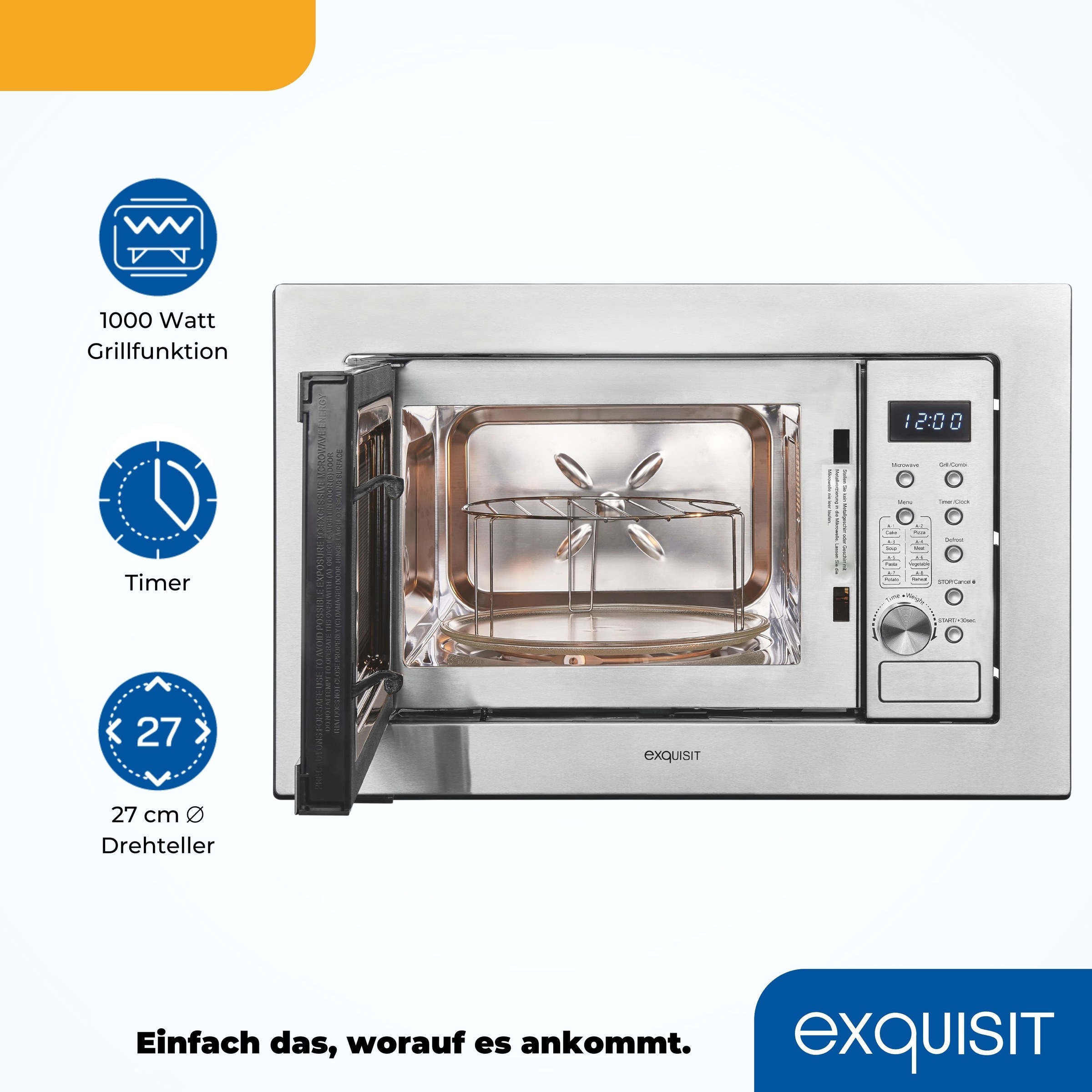 exquisit Einbau-Mikrowelle »EMW20-DG-020«, Grill-Mikrowelle, 1300 W