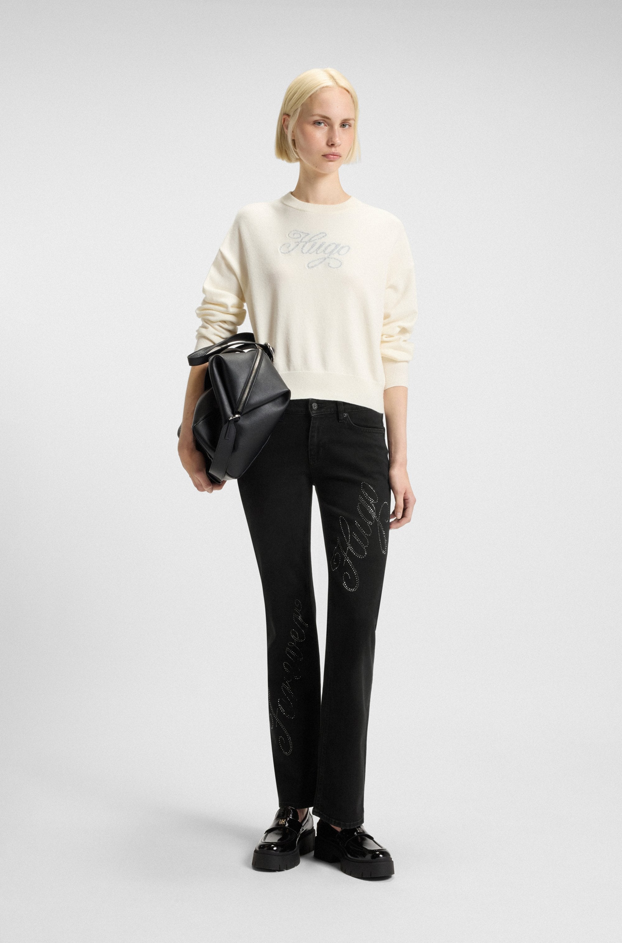 HUGO Blue Slim-fit-Jeans »Gamera«, mit Strass-Logo vorn