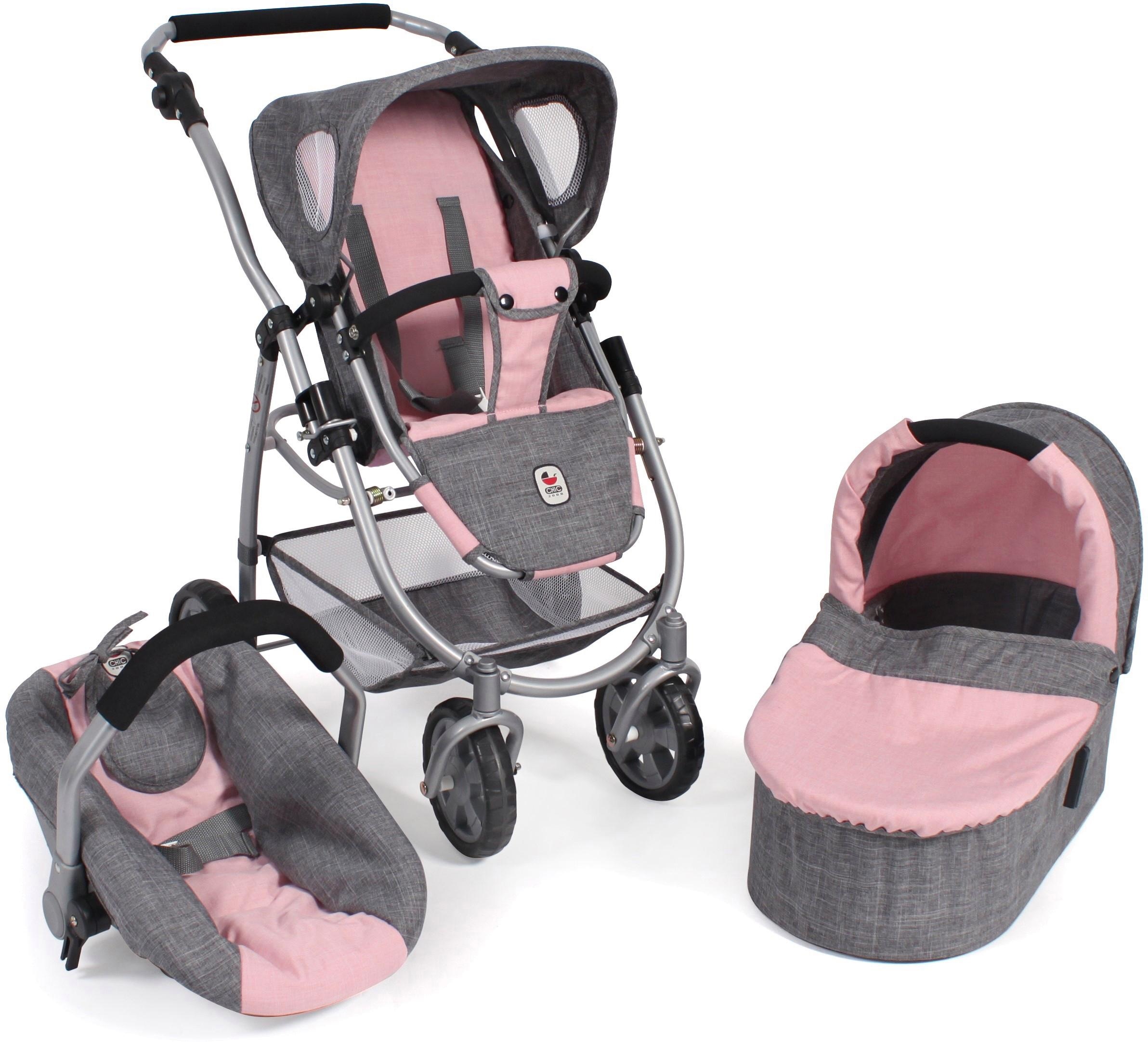 Kombi-Puppenwagen »Emotion All In 3in1, Grau-Rosa«, inkl. Babywanne, Babyschale und...