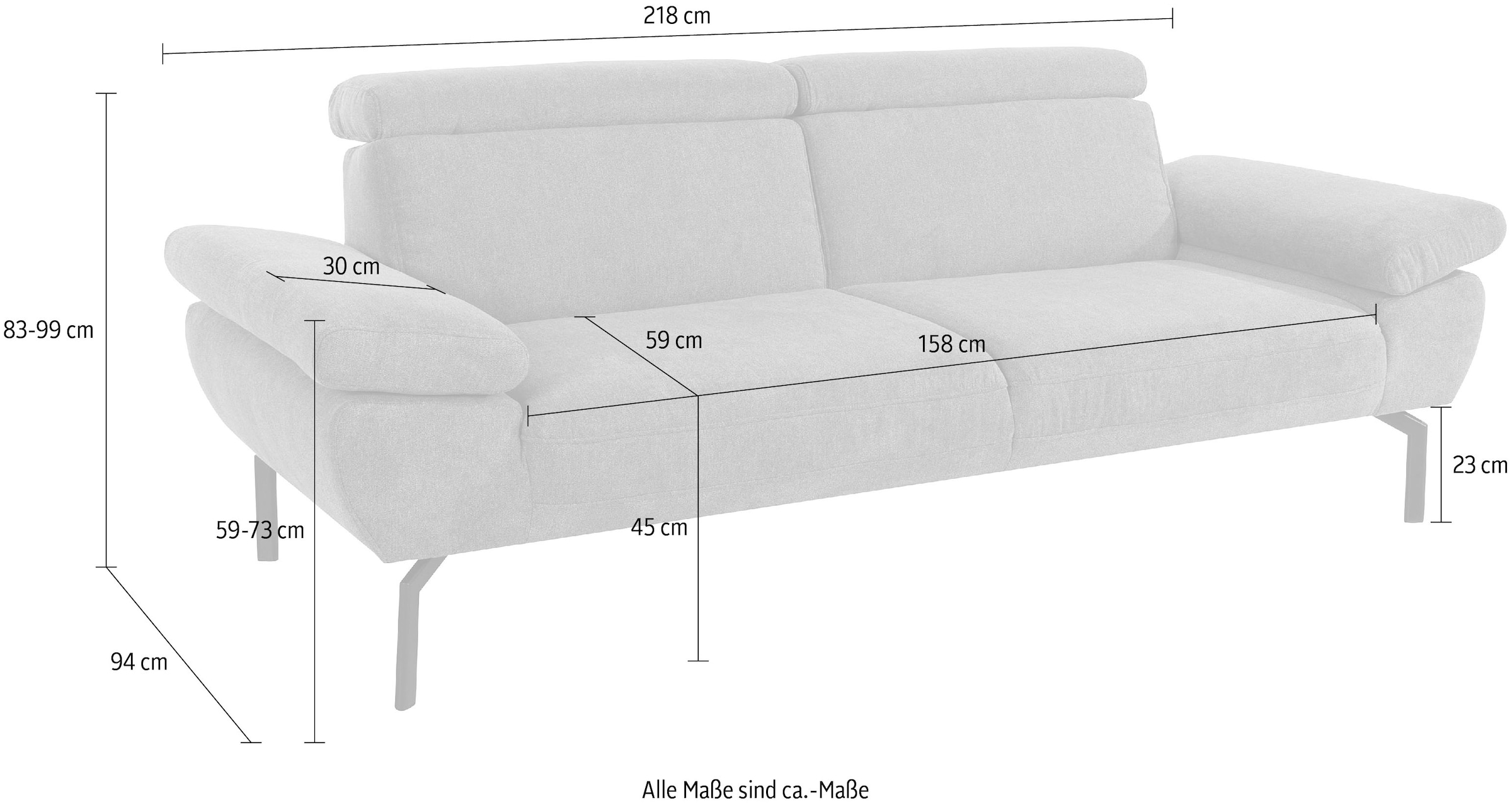 Places of Style 2,5-Sitzer »Trapino in Lederoptik wahlweise OTTO Luxus«, kaufen mit Rückenverstellung, Luxus-Microfaser bei