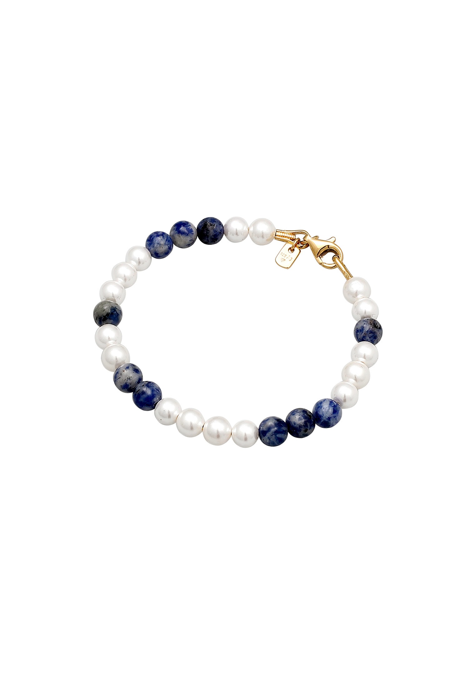 Kuzzoi Armkette »Armband Perlen Achat Blau 925 Sterling Silber vergoldet«