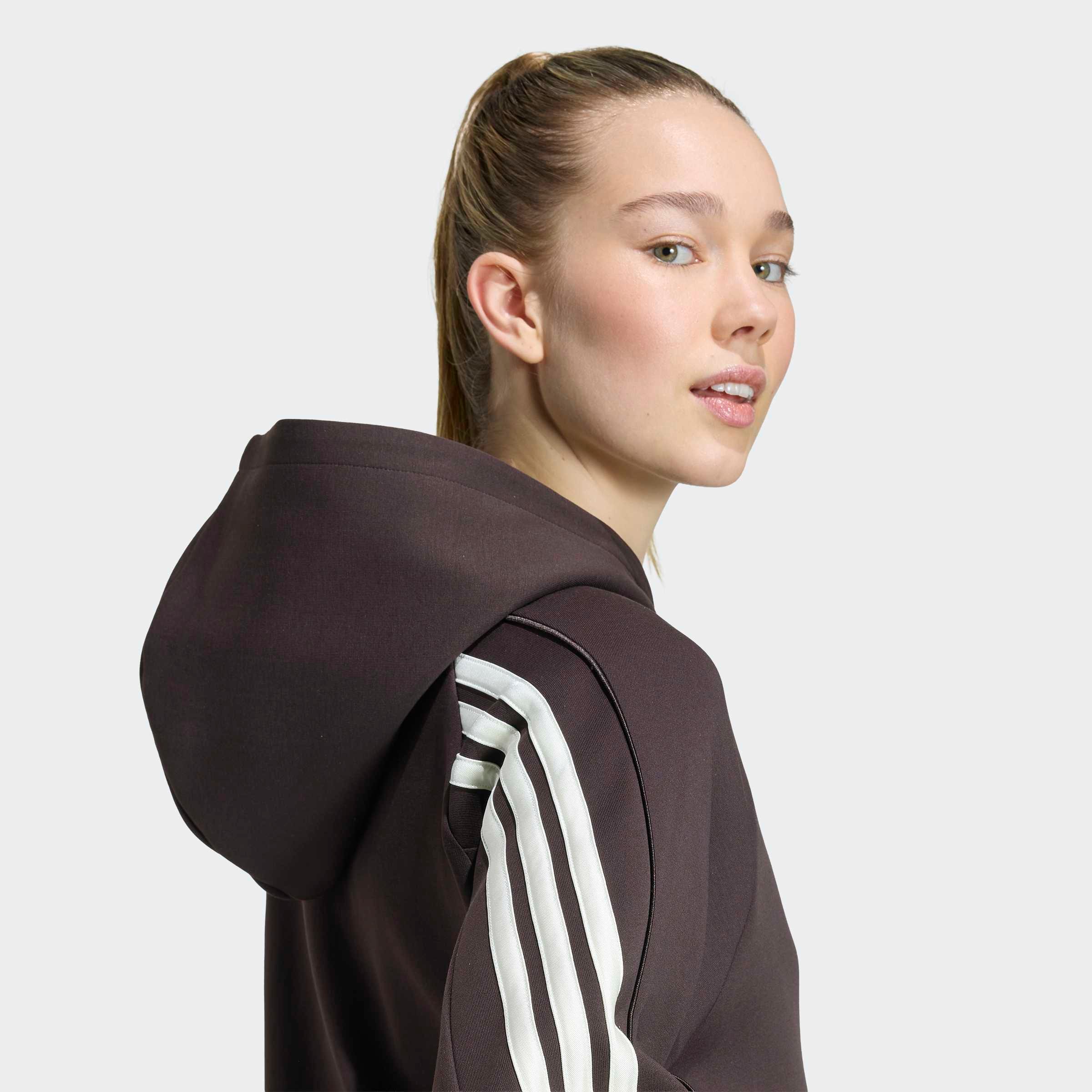 adidas Sportswear Kapuzensweatjacke »STADIUM 3-STREIFEN, DURCHGEHENDER REISSVERSCHLUSS« mit normaler Länge, aus Baumwolle und Polyester