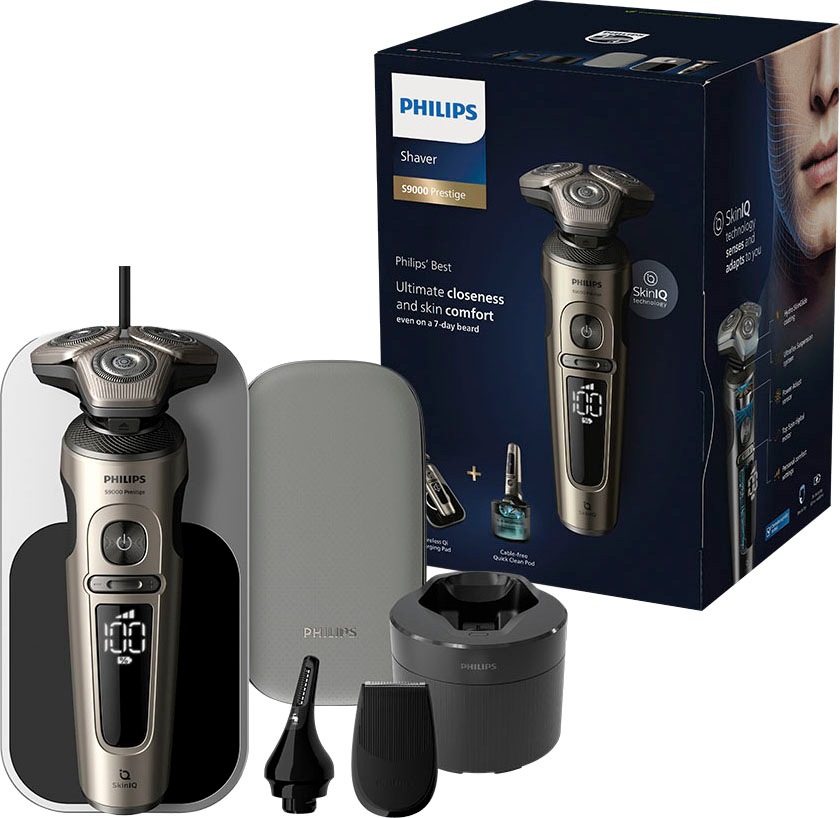 Philips Elektrorasierer »Series 9000 Prestige SP9883/36«, Reinigungsstation, 2 St. Aufsätze, Etui, mit SkinIQ Technologie