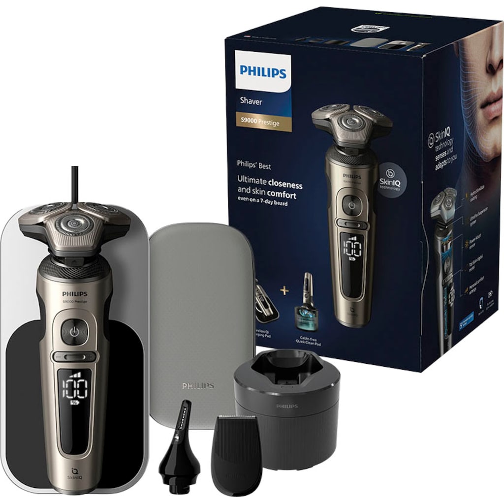 Philips Elektrorasierer »Series 9000 Prestige SP9883/36«, Reinigungsstation, 2 St. Aufsätze, Etui, mit SkinIQ Technologie