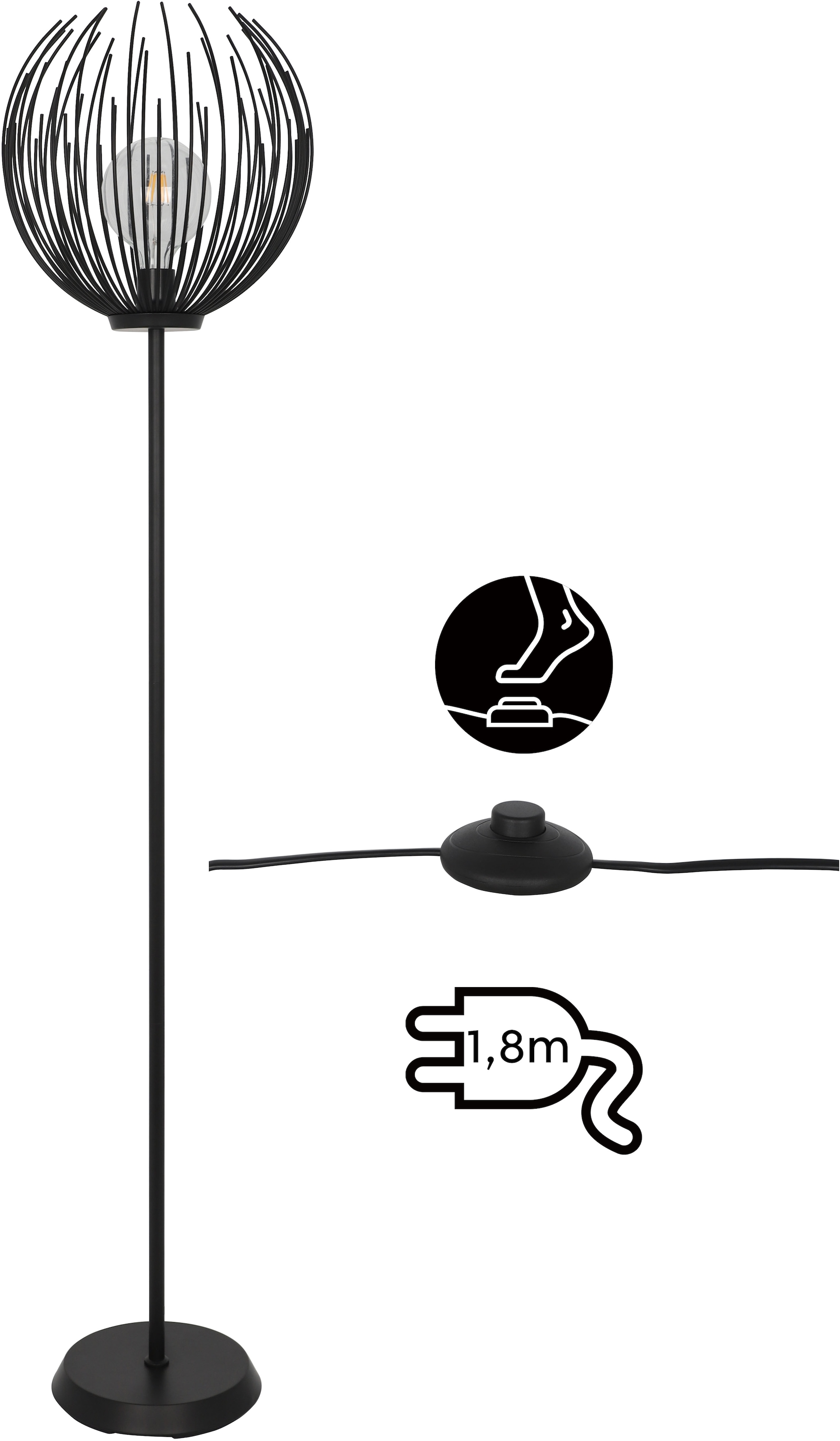 OTTO home Stehlampe »Tonnia« E27 1 Stk. Stehleuchte liefern eingeschaltet eine besonder Licht- Schattenoptik