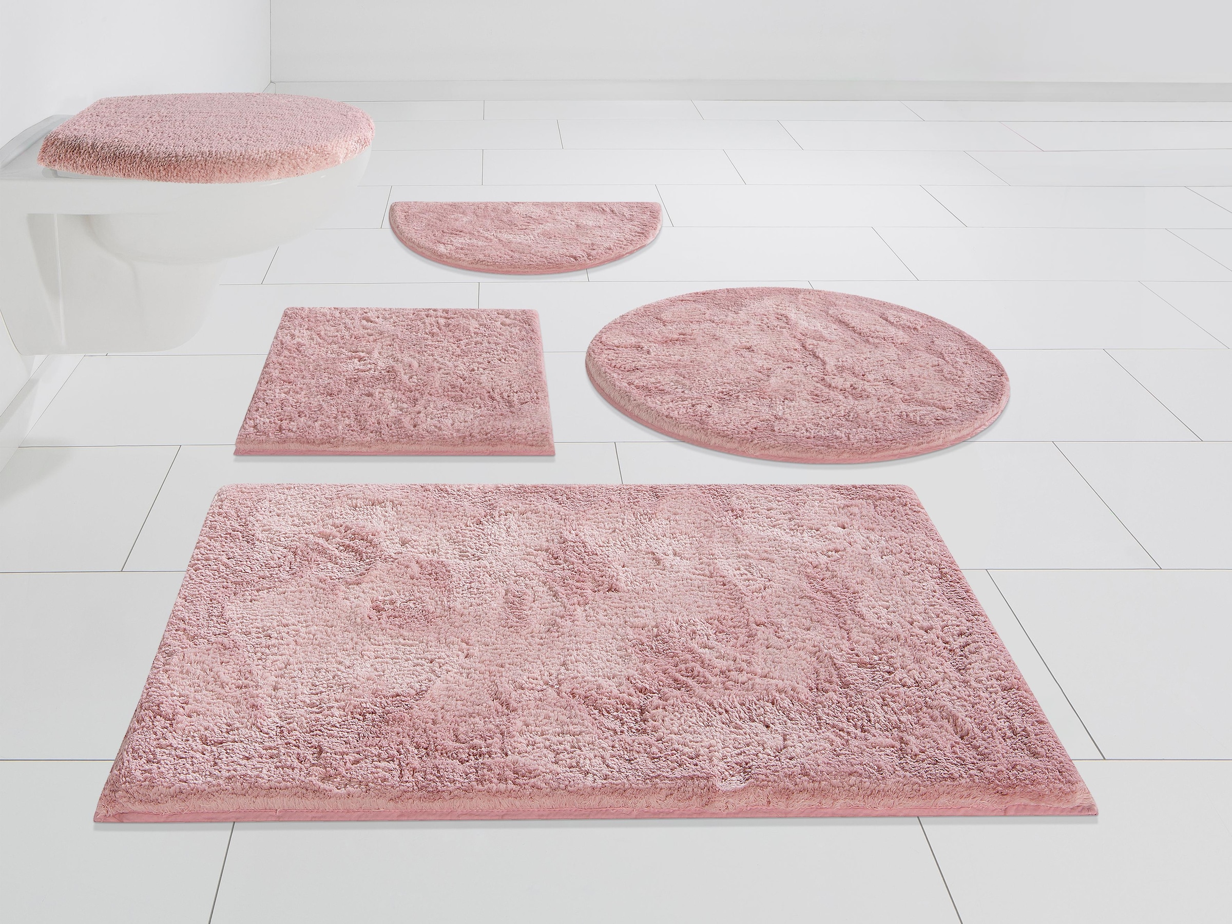 my home Badematte »Jos, Badvorleger, Badezimmer Teppich« Höhe 22 mm rutschhemmend beschichtet fußbodenheizungsgeeignet | schnell trocknend Badematten in Pastell-Farben, Badteppich als 3 teiliges Set erhältlich