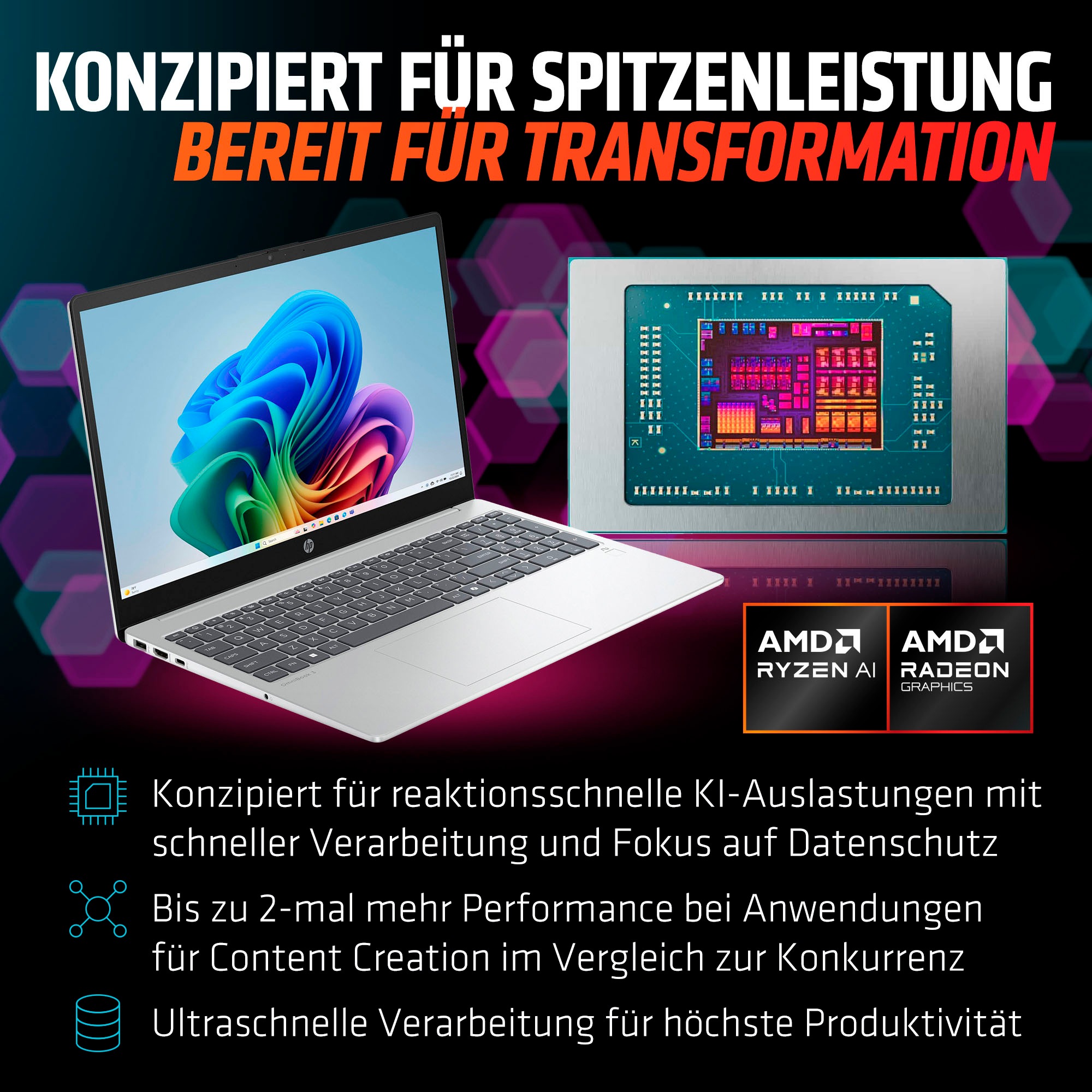 HP Notebook »OmniBook 3 NG AI« 39,62 cm / 15,6 AMD Ryzen™ AI 5 Radeon 820M 512 GB SSD